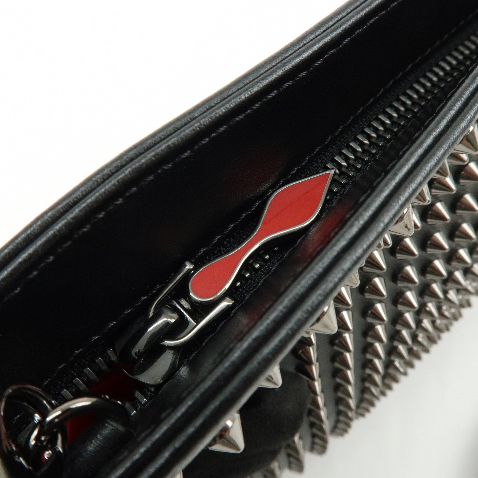 Christian Louboutin Leather 2Way Bag Chain Shoulder Bag Black Red