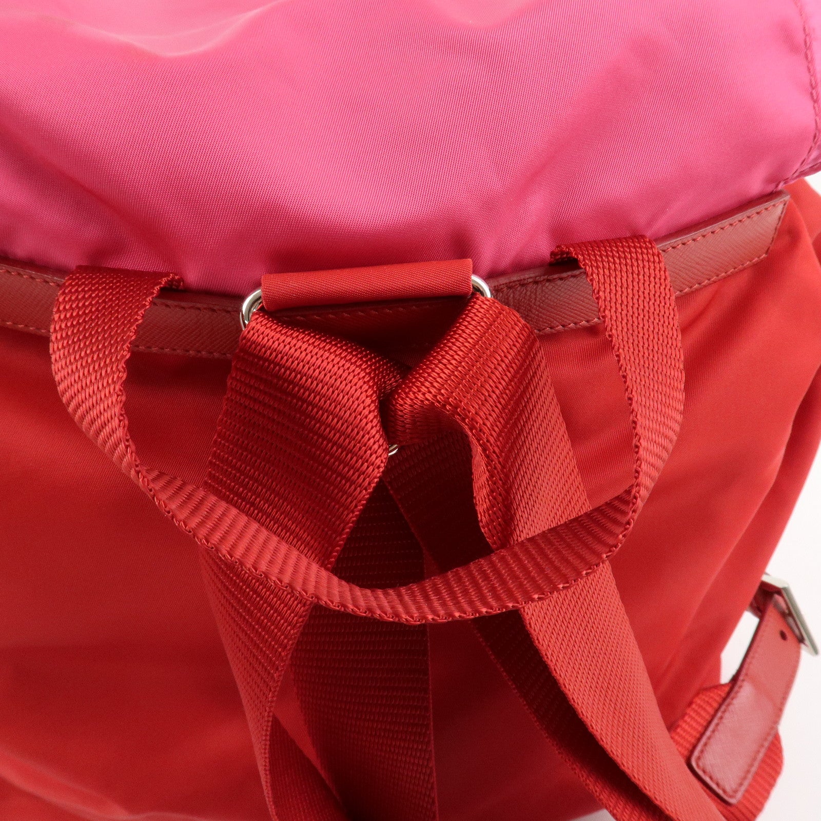 PRADA Triangle Logo Nylon Leather Backpack Ruck Sack Pink B6677 Used