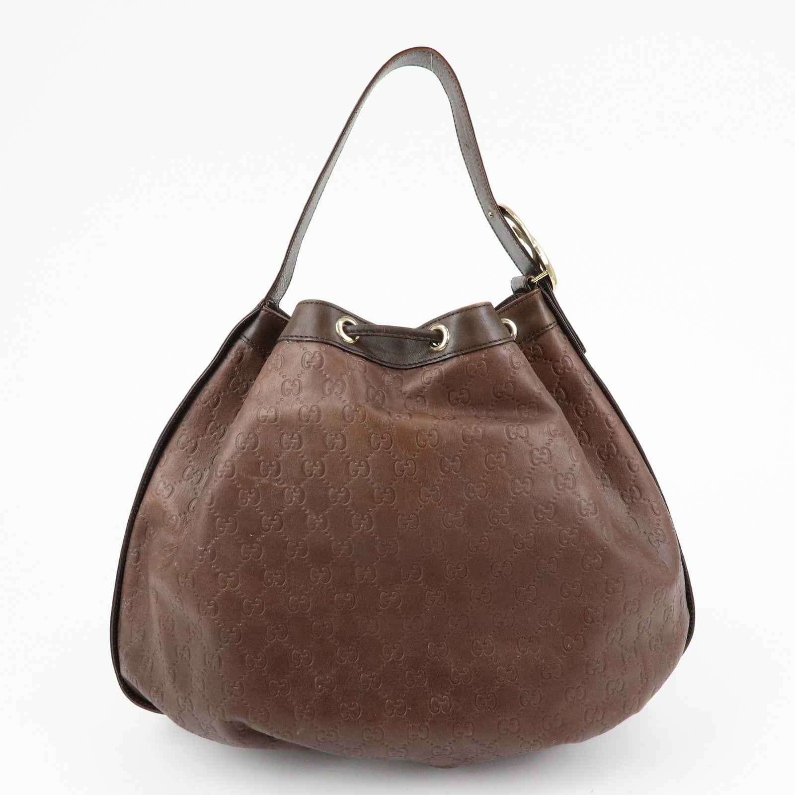 GUCCI Interlocking G Guccissima Leather Shoulder Bag Brown 223951