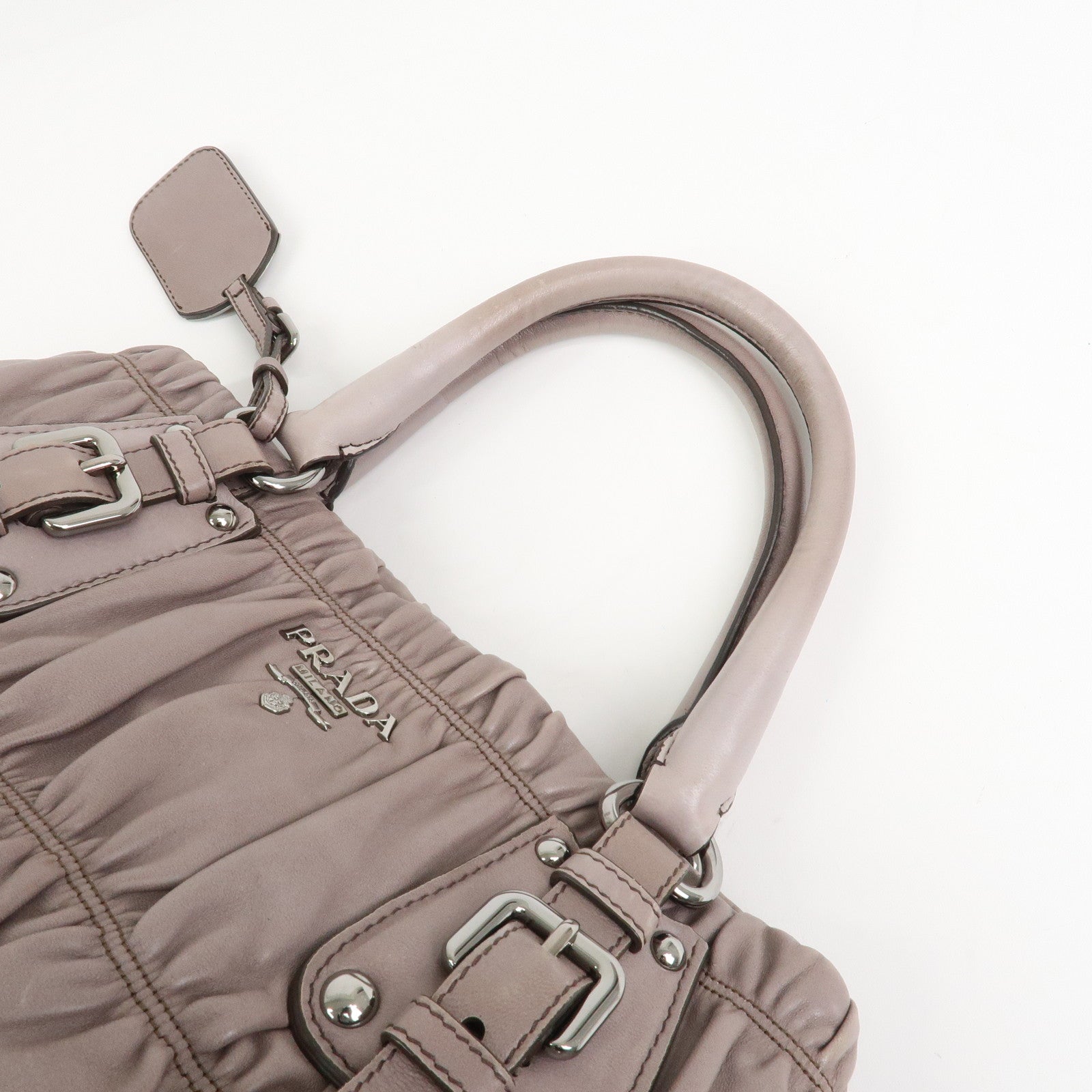 PRADA Logo Nappa Leather 2Way Bag Shoulder Bag Hand Bag Gray