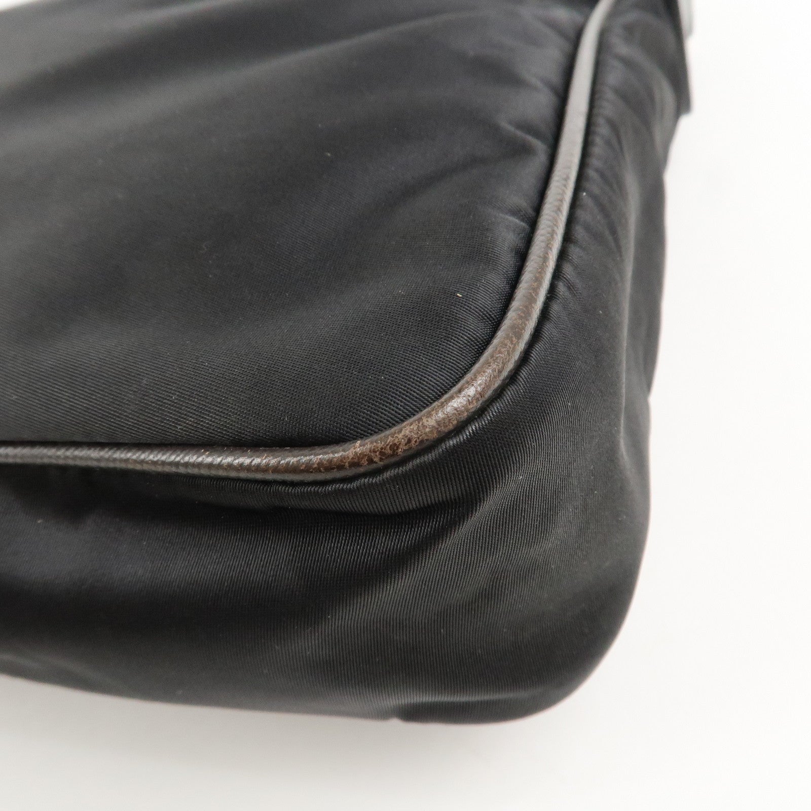PRADA Triangle Logo Nylon Shoulder Bag Hand Bag Black