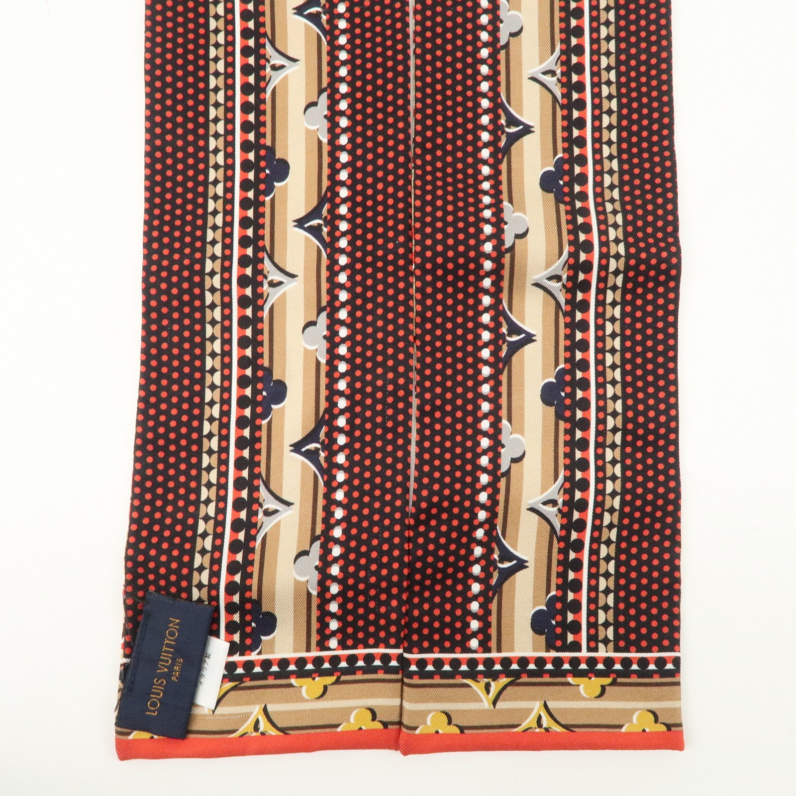 Louis Vuitton 100% Silk Bandeau Monodots Scarf Beige Red M70848