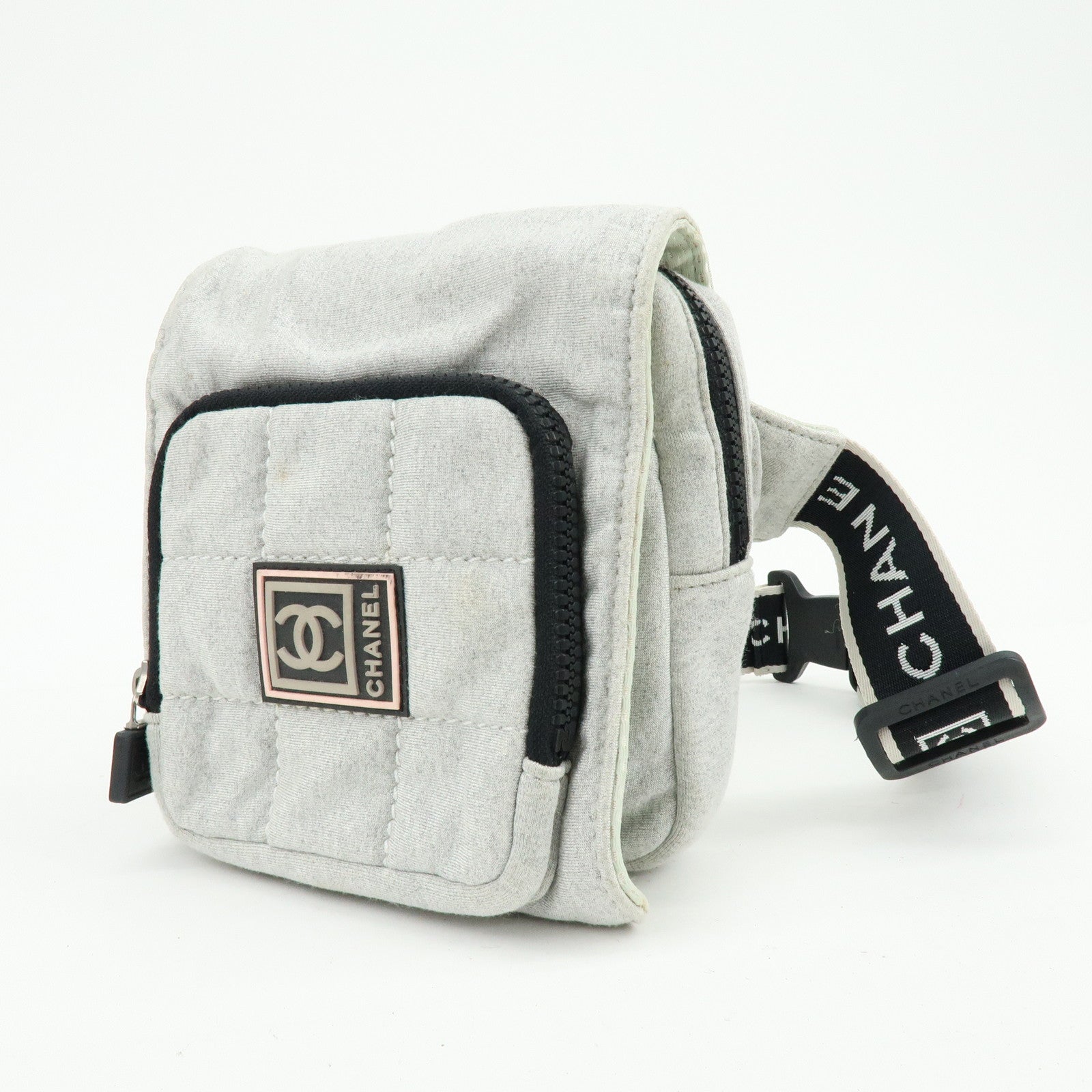 CHANEL CHANEL Sports COCO Mark Canvas Waist Bag Body Bag Gray