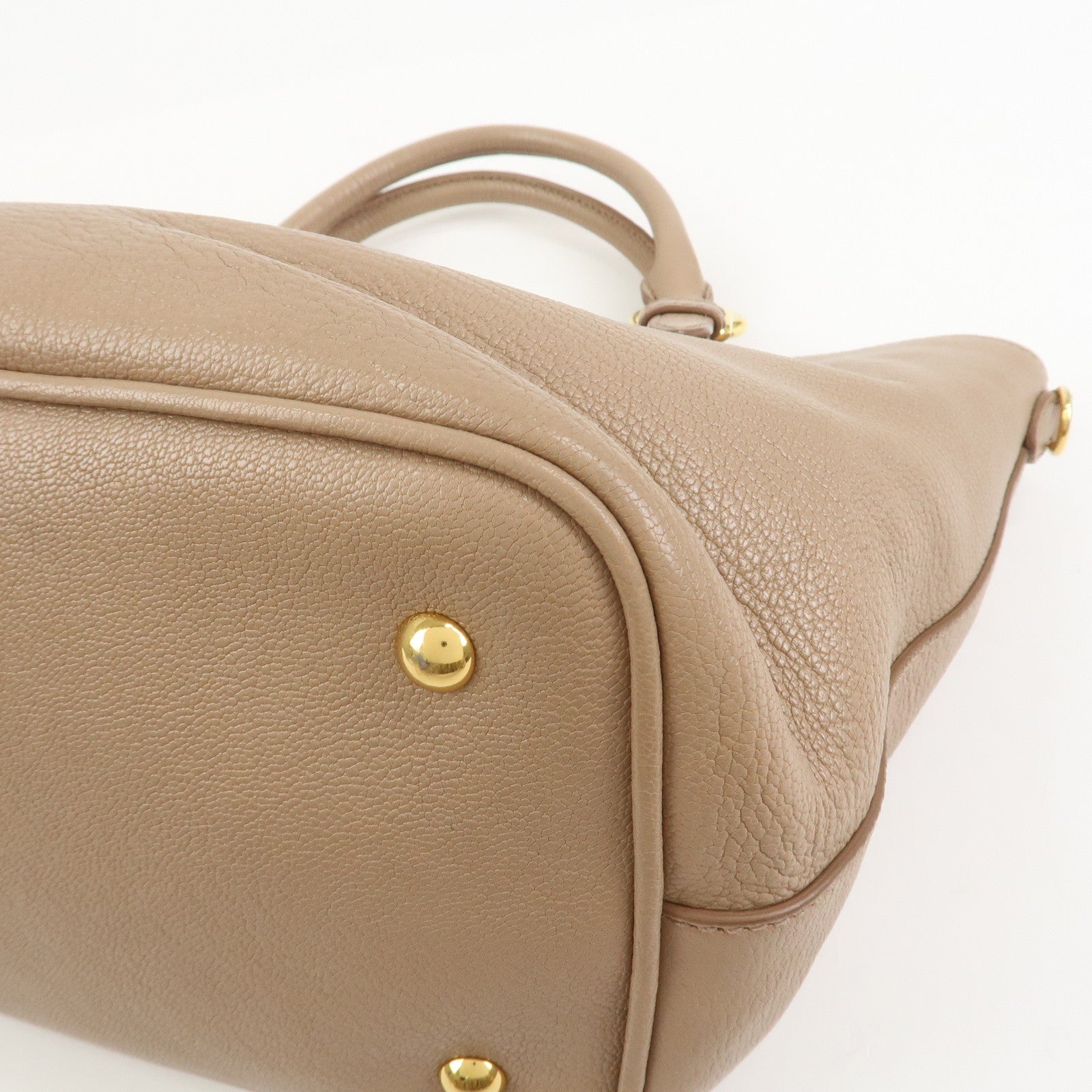 MIU MIU Madras Leather 2Way Shoulder Bag Hand Bag Pink Beige RN0886