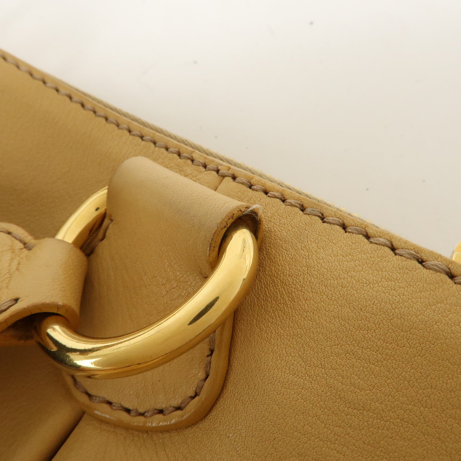 MIU MIU Leather 2Way Shoulder Bag Hand Bag Beige RN0620