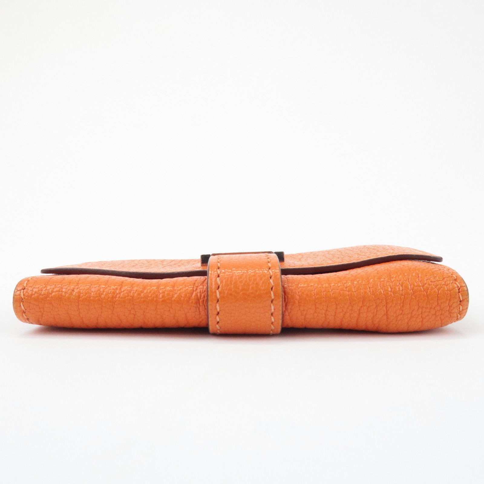 HERMES Shable Bean Leather 4 Rings Key Case I Stamped Orange