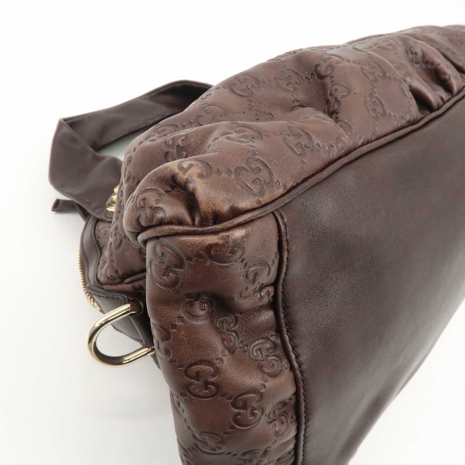 GUCCI Guccissima Histoire Leather Tote Bag Dark Brown 197019 Used