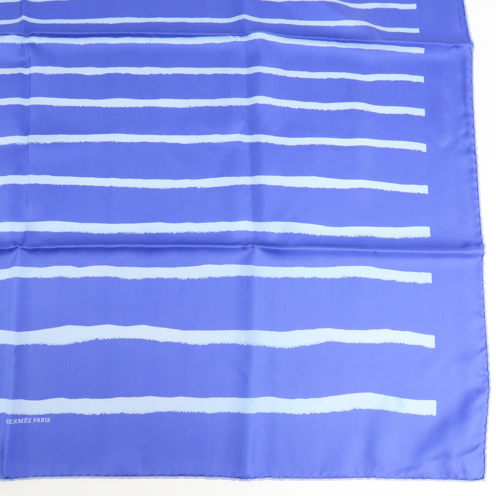 HERMES Carre 90 Silk 100% Scarf MEDITERRANEE Blue Used