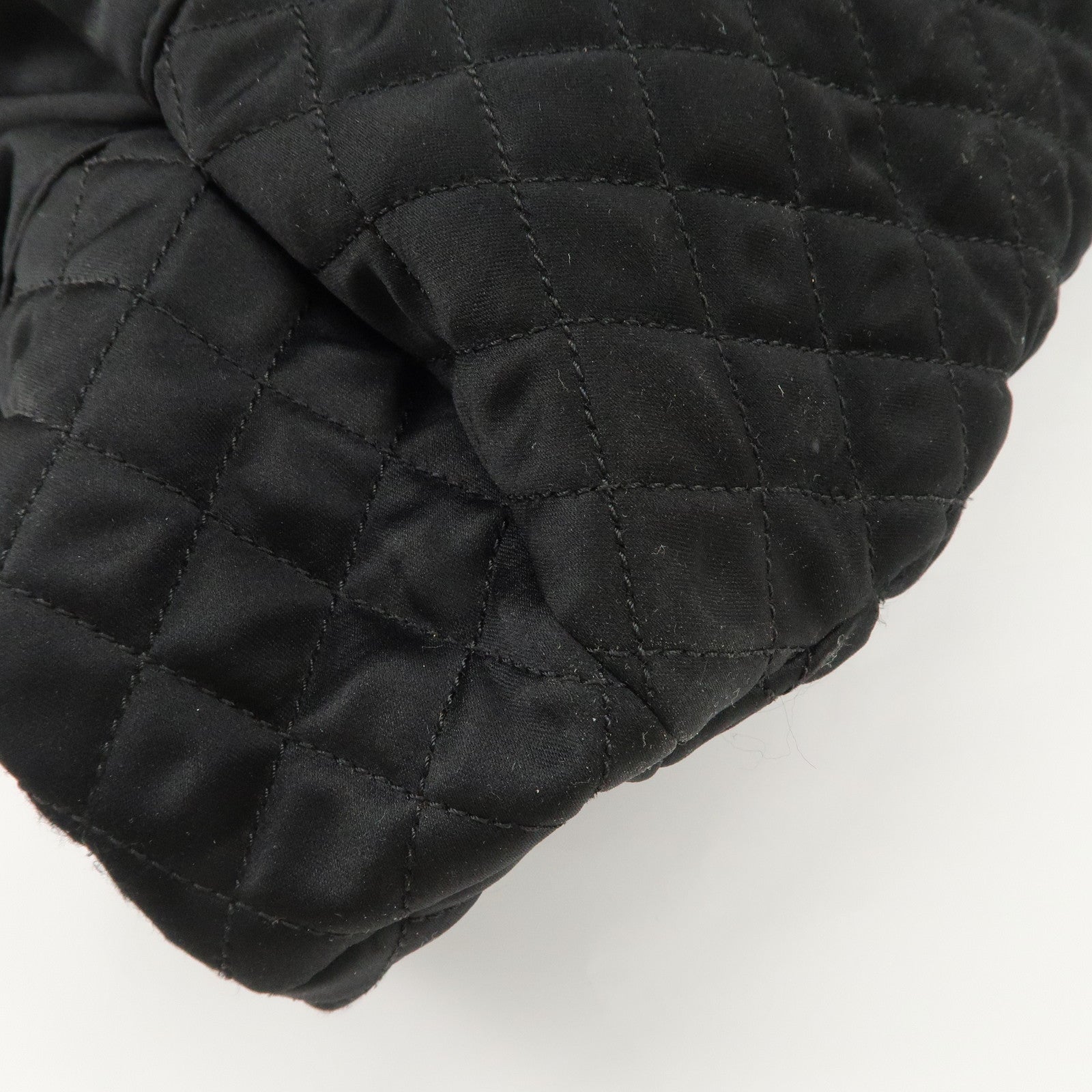 CHANEL Melrose Cabas Cotton Jersey Shoulder Bag Black Used