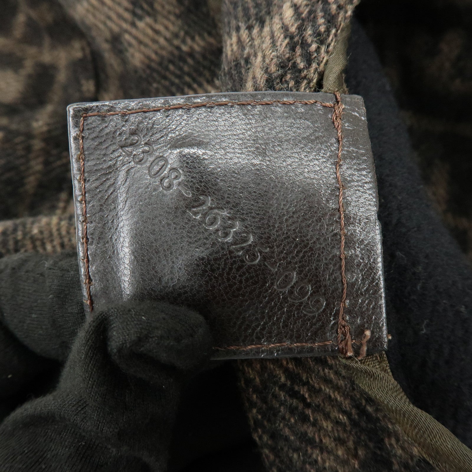 FENDI Mamma Baguette Zucca Wool Leather Shoulder Bag Brown 26325