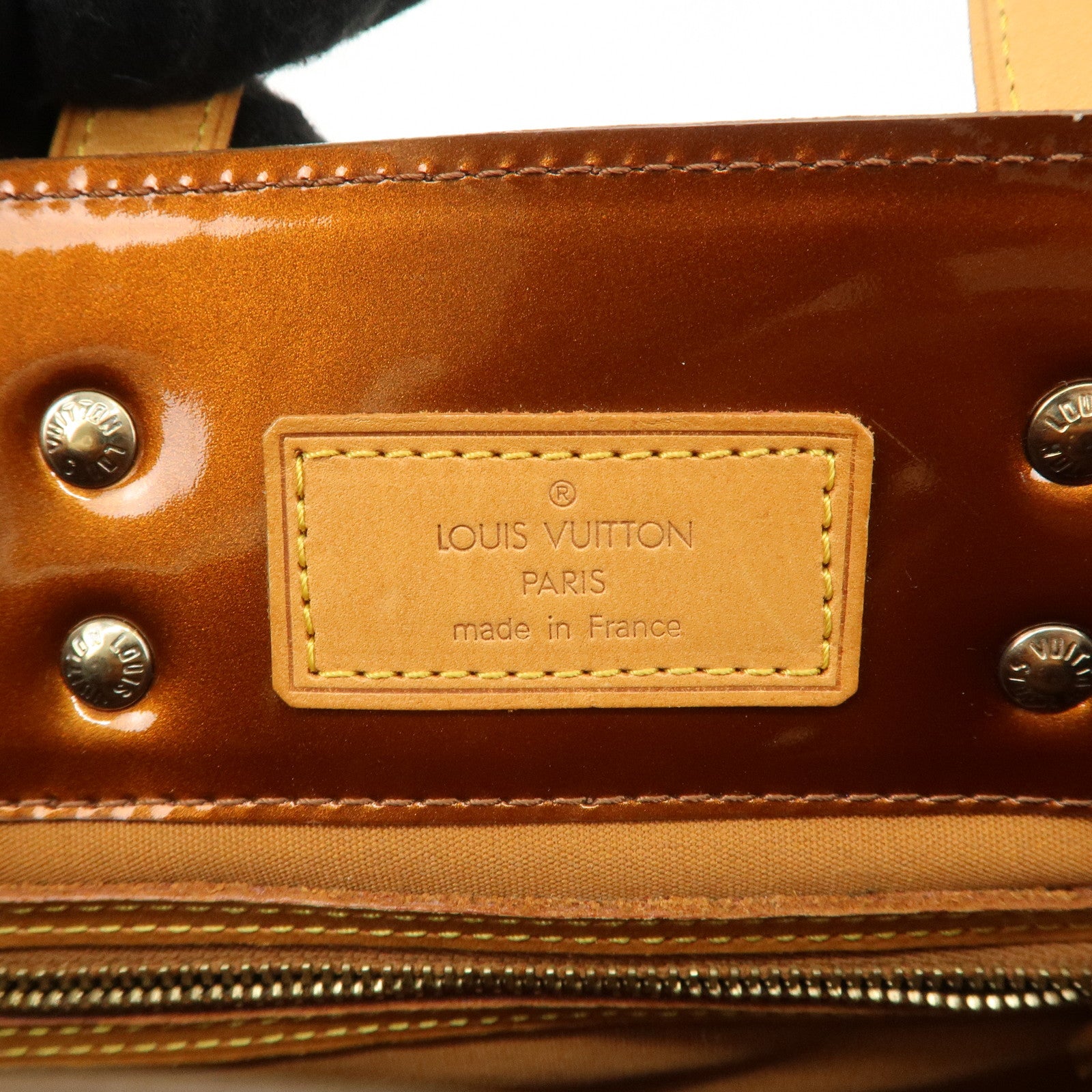 Louis Vuitton Monogram Vernis Lead PM Hand Bag Bronze M91146 Used