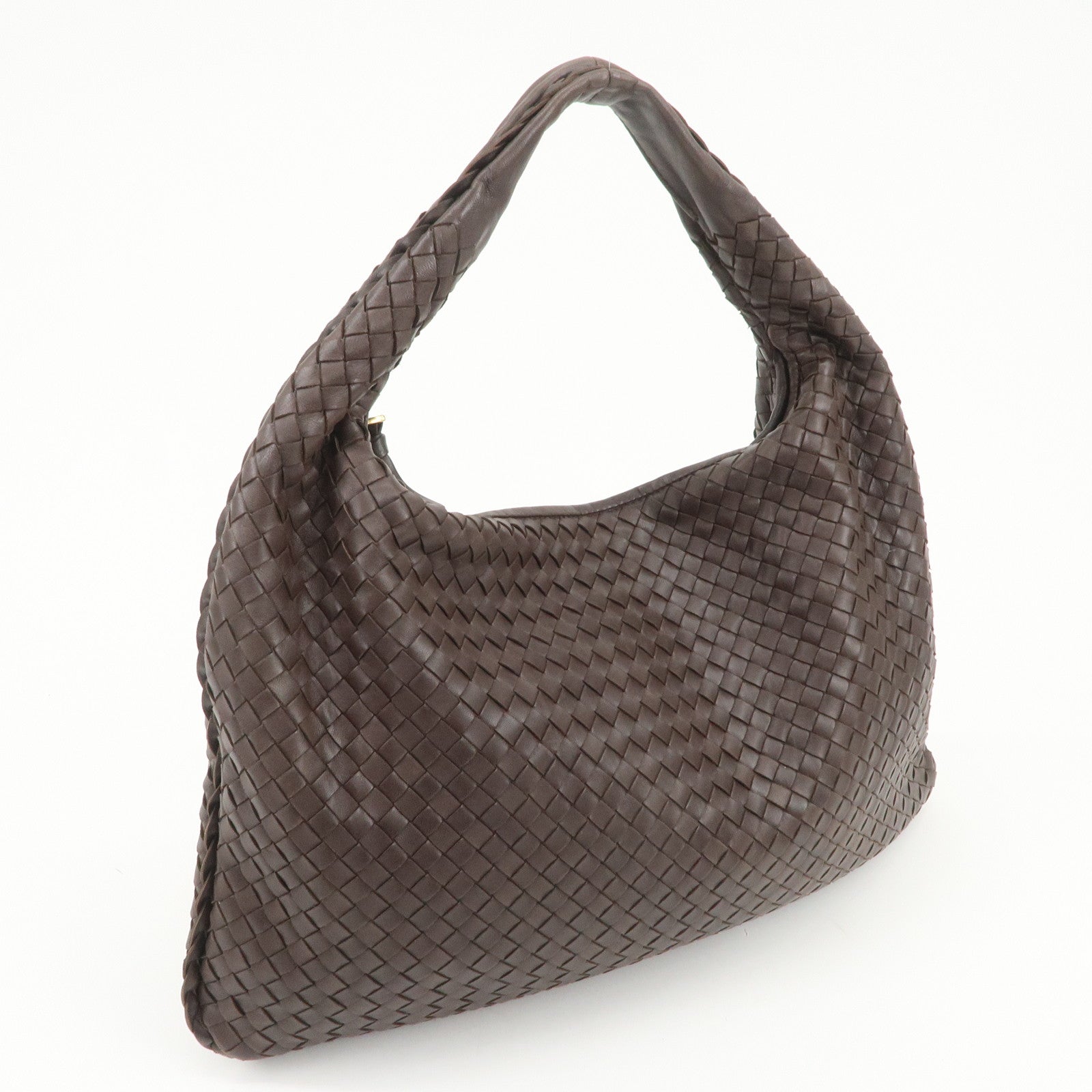 BOTTEGA VENETA Hobo Intrecciato Leather Shoulder Bag Hand Bag Brown
