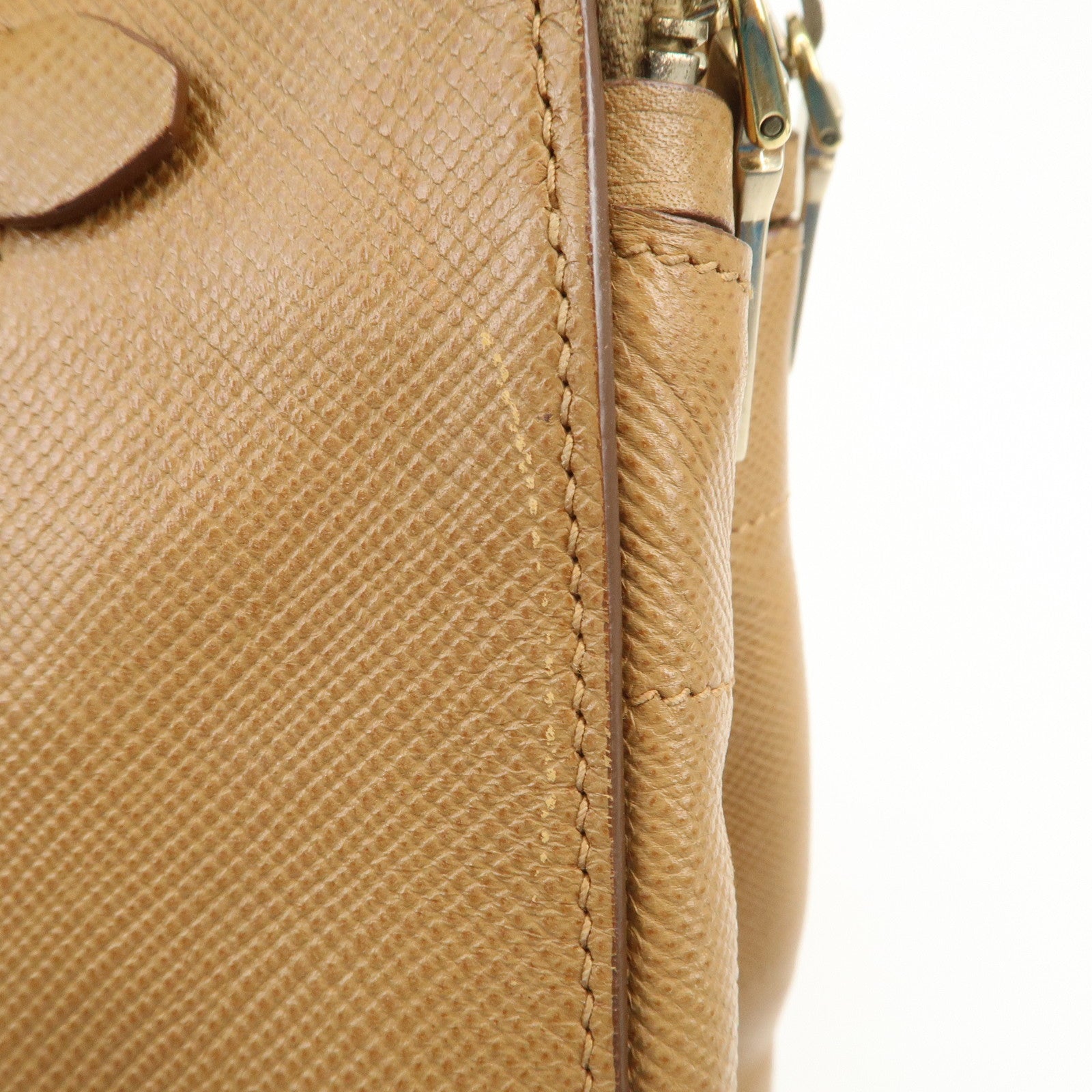 PRADA Leather 2Way Bag Hand Bag Shoulder Bag Light Brown BN2572