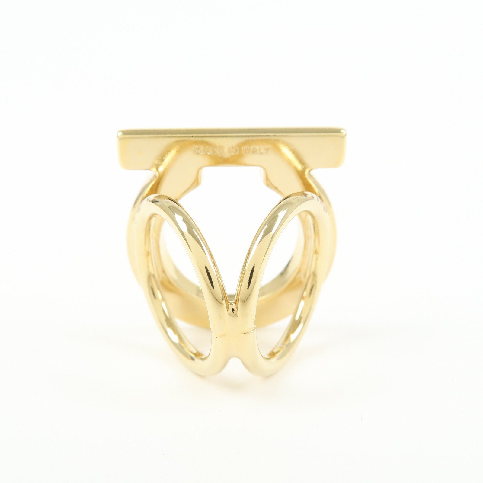 Ferragamo Gancini Metal Scarf Ring Scarf Accessory Gold