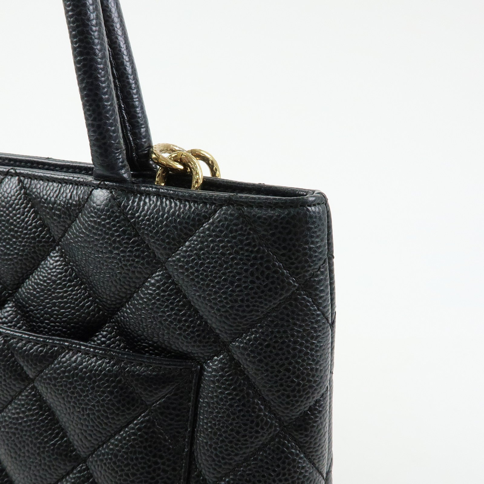 CHANEL Matelasse COCO Mark Medallion Caviar Skin Tote Bag A01804