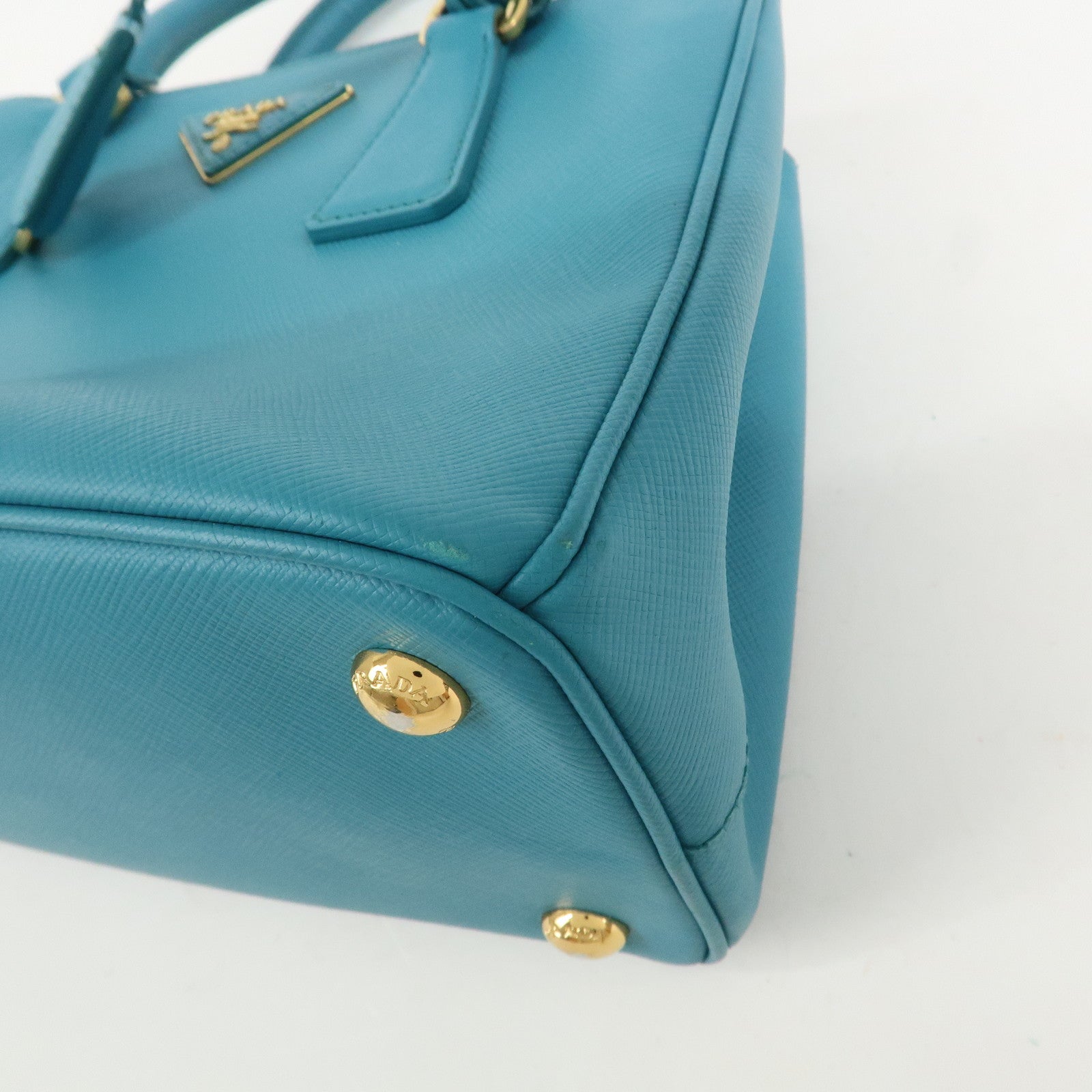 PRADA Galleria Saffiano Lux Leather 2Way Bag Hand Bag Blue BN2402