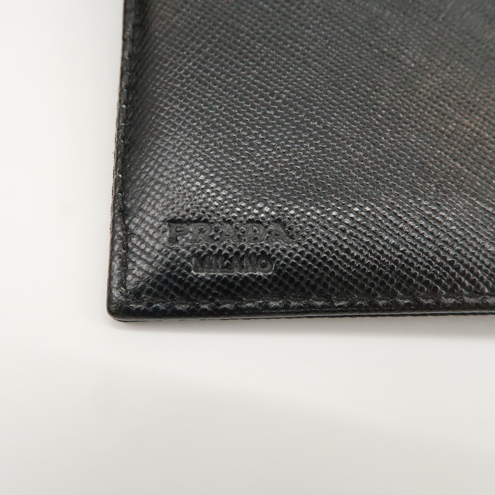 PRADA Triangle Logo Nylon Leather Tri-fold Compact Wallet Black