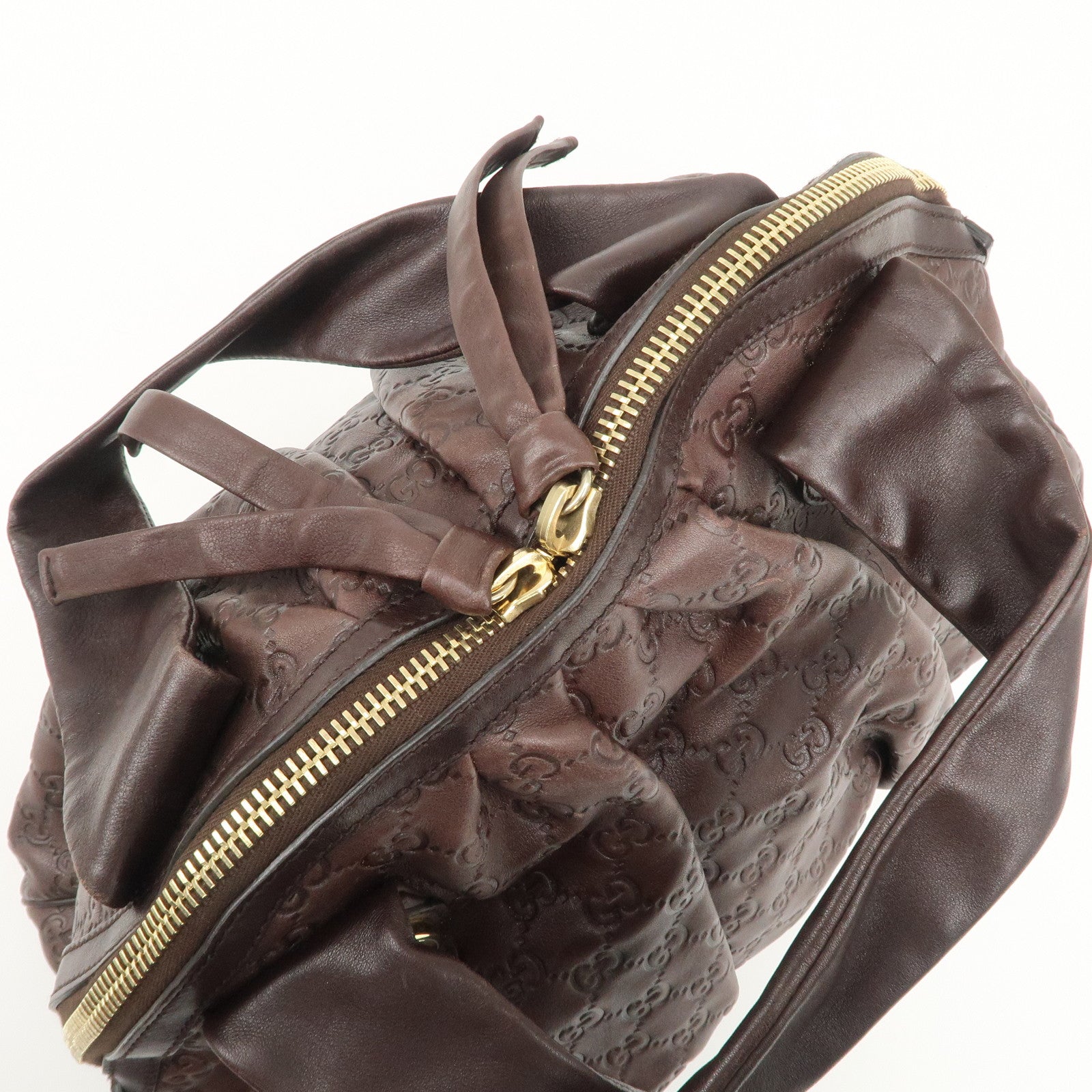 GUCCI Guccissima Histoire Leather Tote Bag Dark Brown 197019 Used