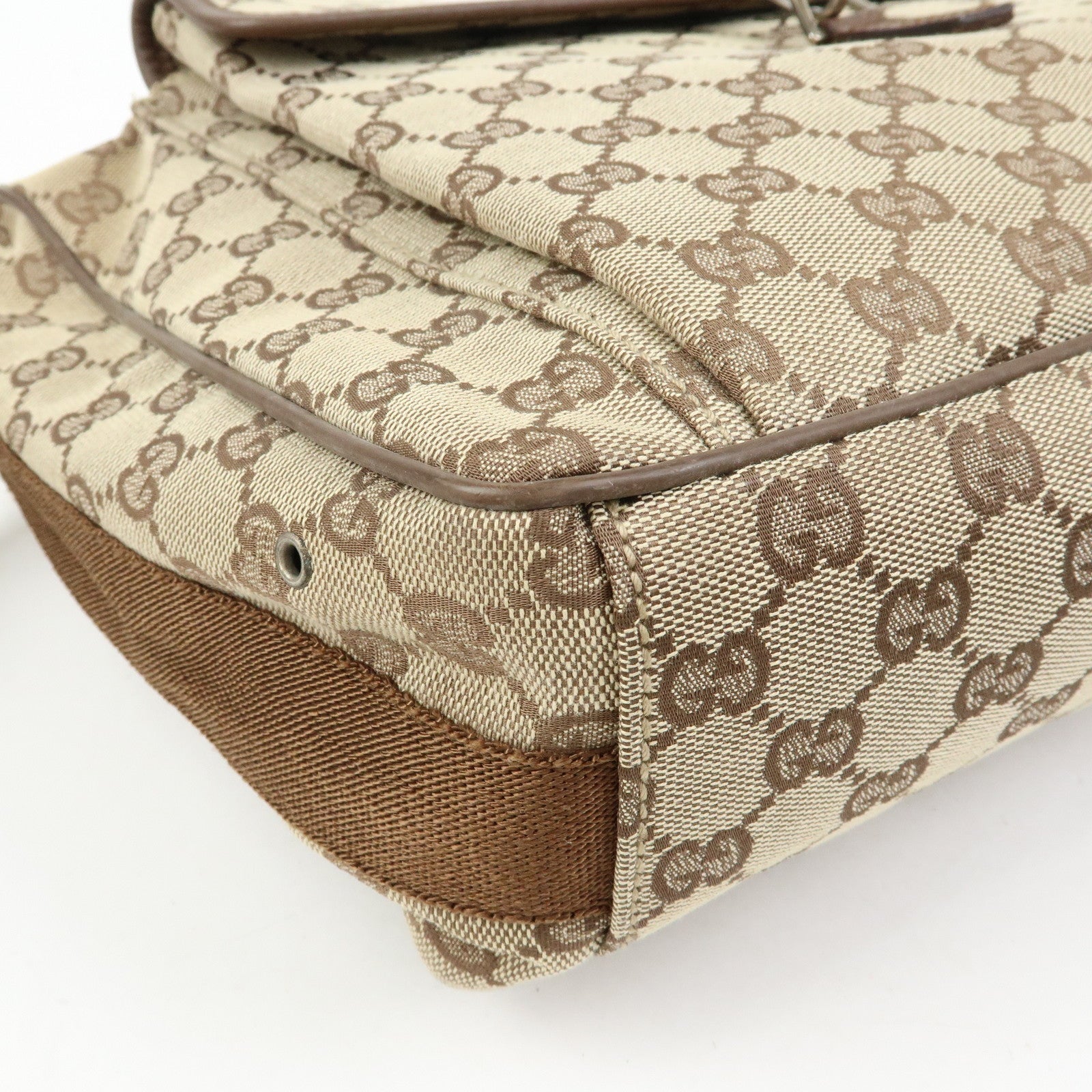 GUCCI GG Canvas Leather Shoulder Crossbody Bag Beige Brown 90474
