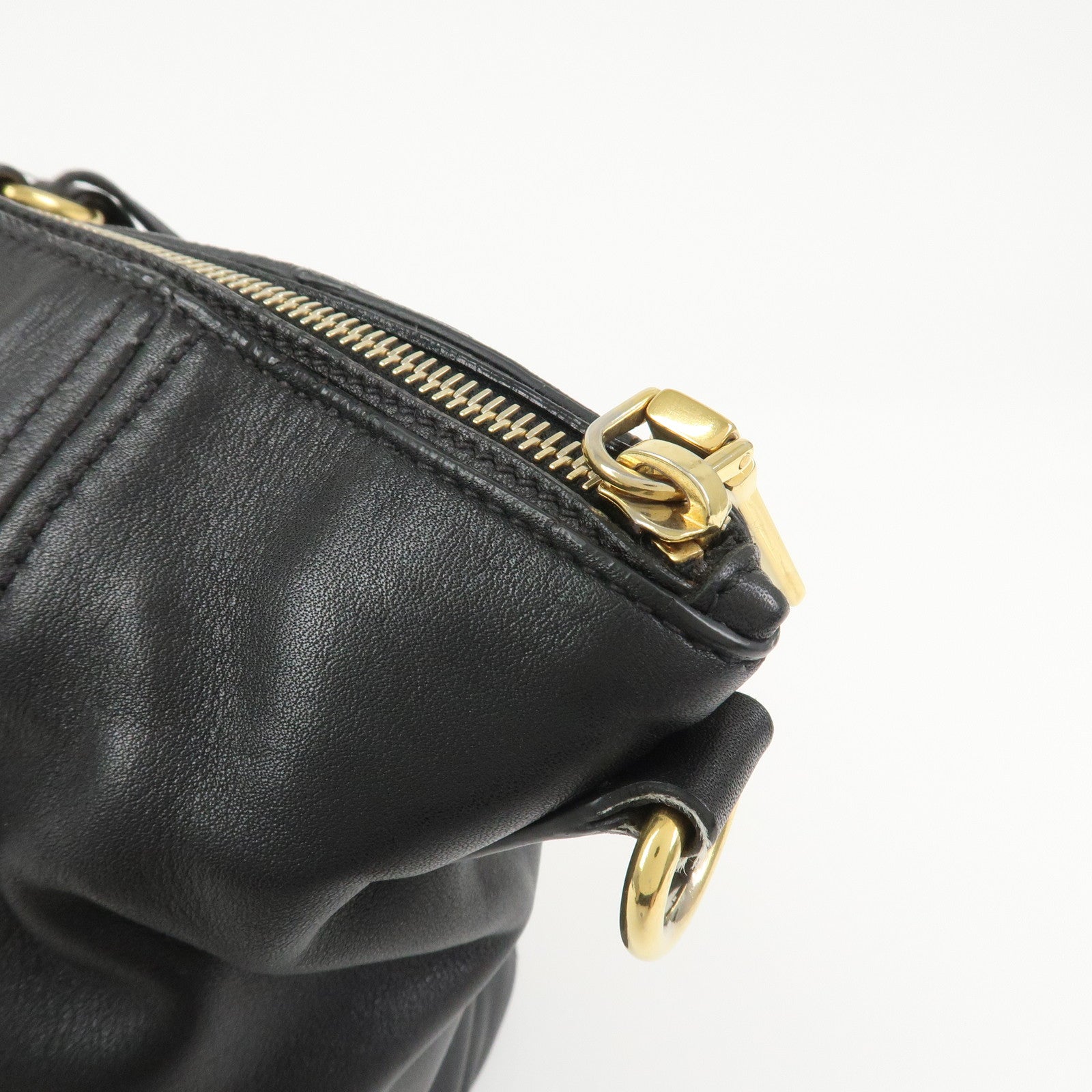 PRADA Triangle Logo Leather 2 Way Bag Hand Bag Shoulder Bag BL0685