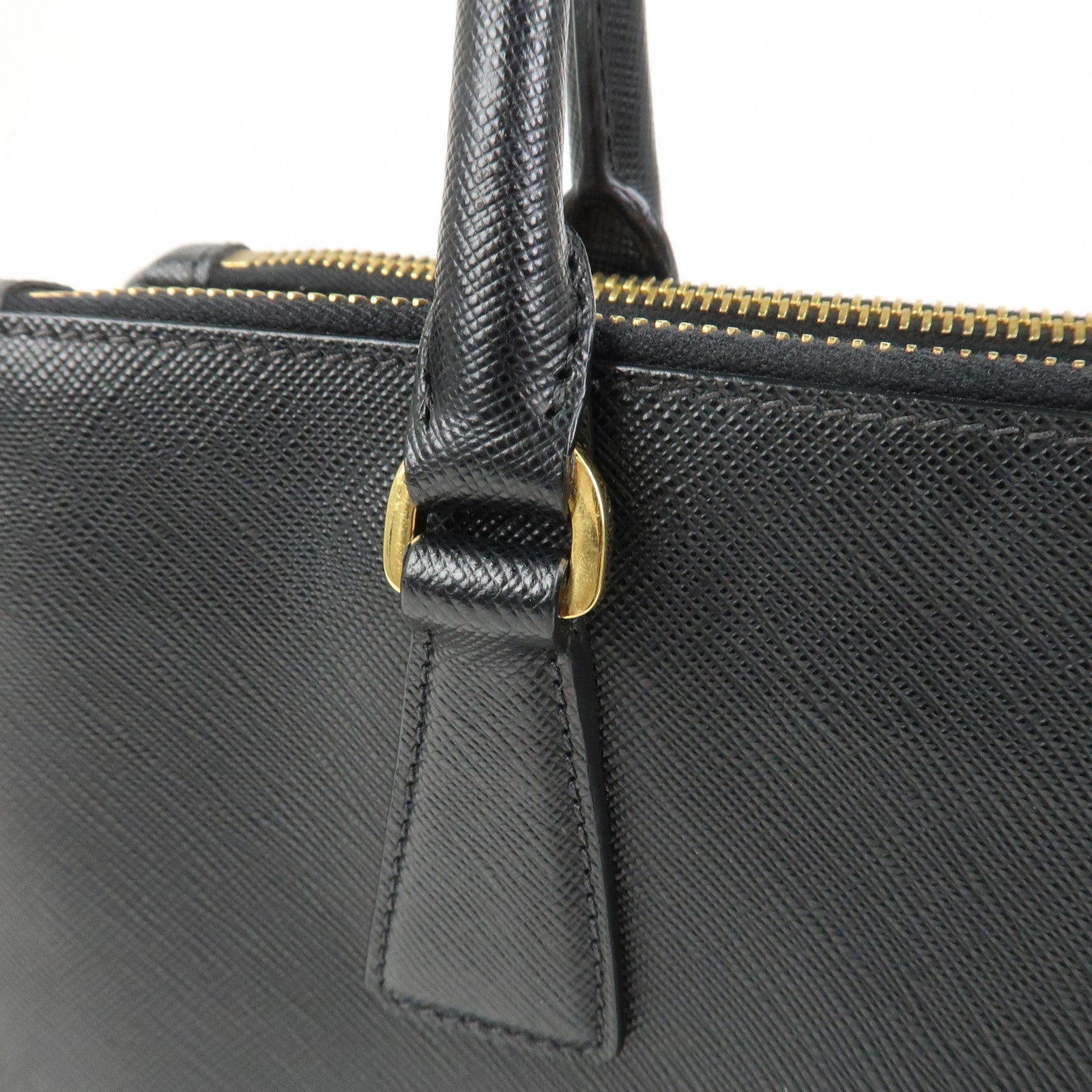 PRADA Triangle Logo Saffiano Leather 2Way Shoulder Bag Black BN2863