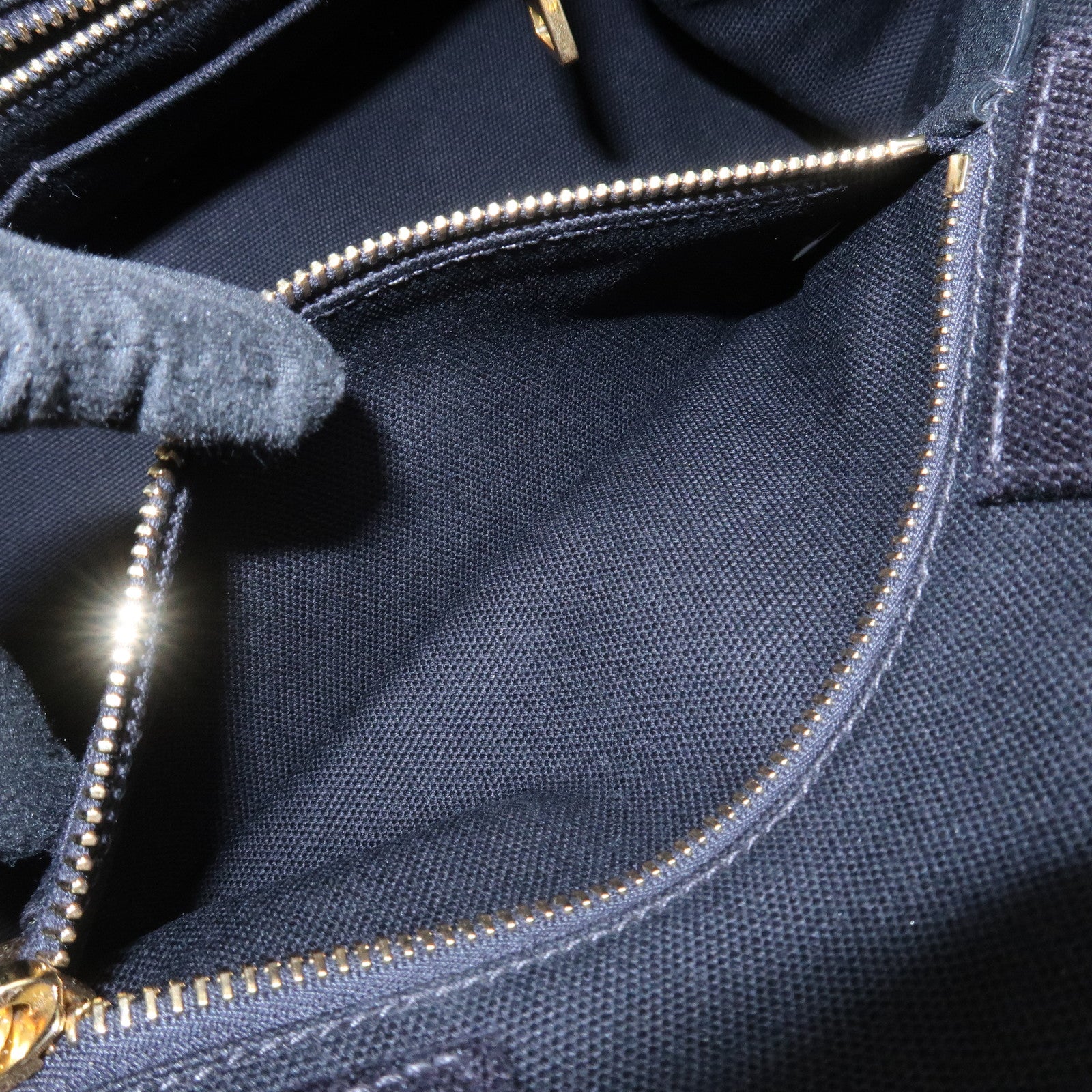 PRADA Logo Canapa Canvas Denim Tote Bag Hand Bag B1877B
