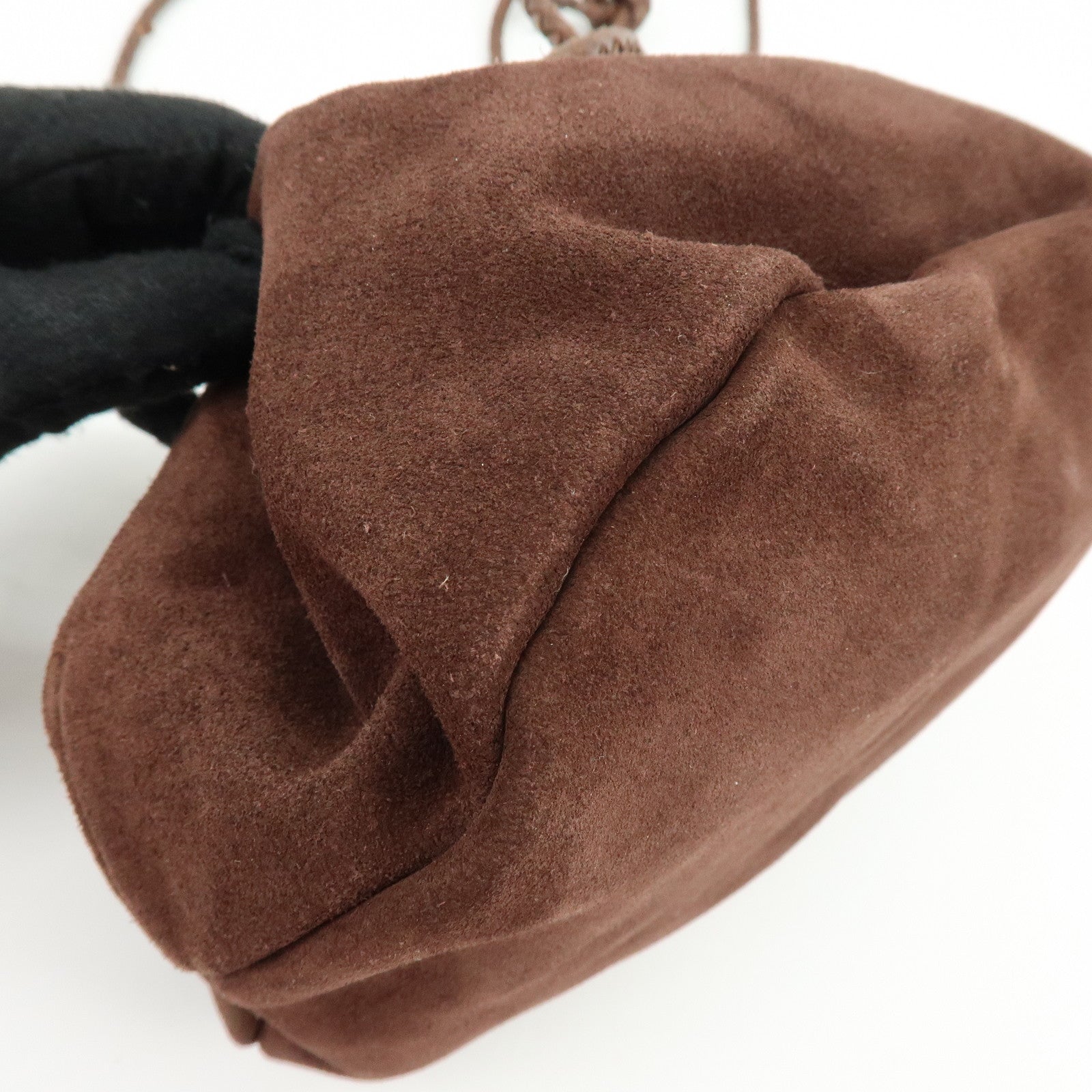 BOTTEGA VENETA Suede Leather Drawstring Shoulder Bag Brown