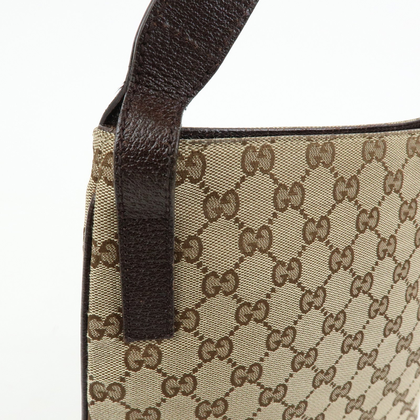 GUCCI GG Canvas Leather Shoulder Crossbody Bag Beige Brown 122793
