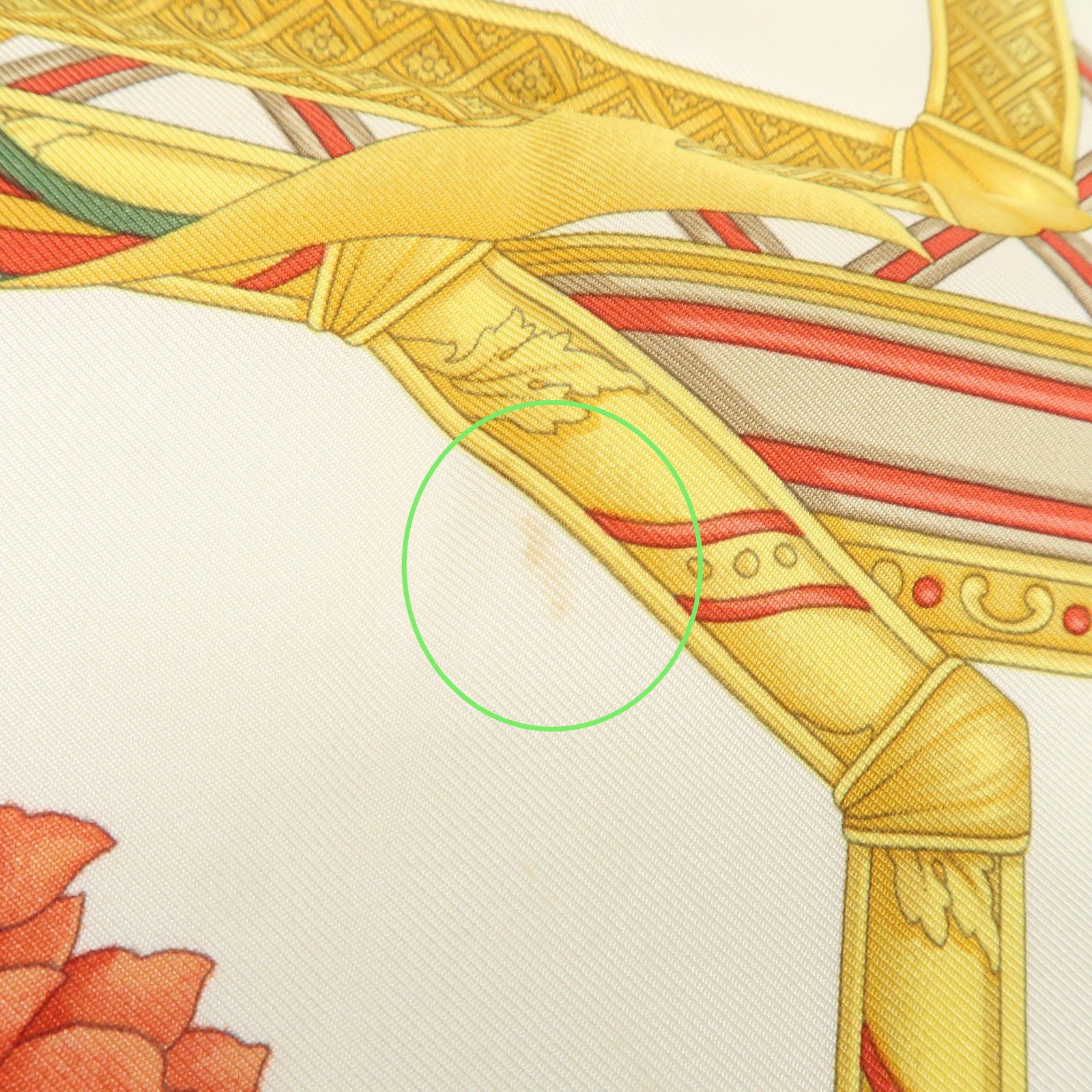 Ferragamo Flower Fruit Motif Silk 100% Scarf Ivory Green Orange