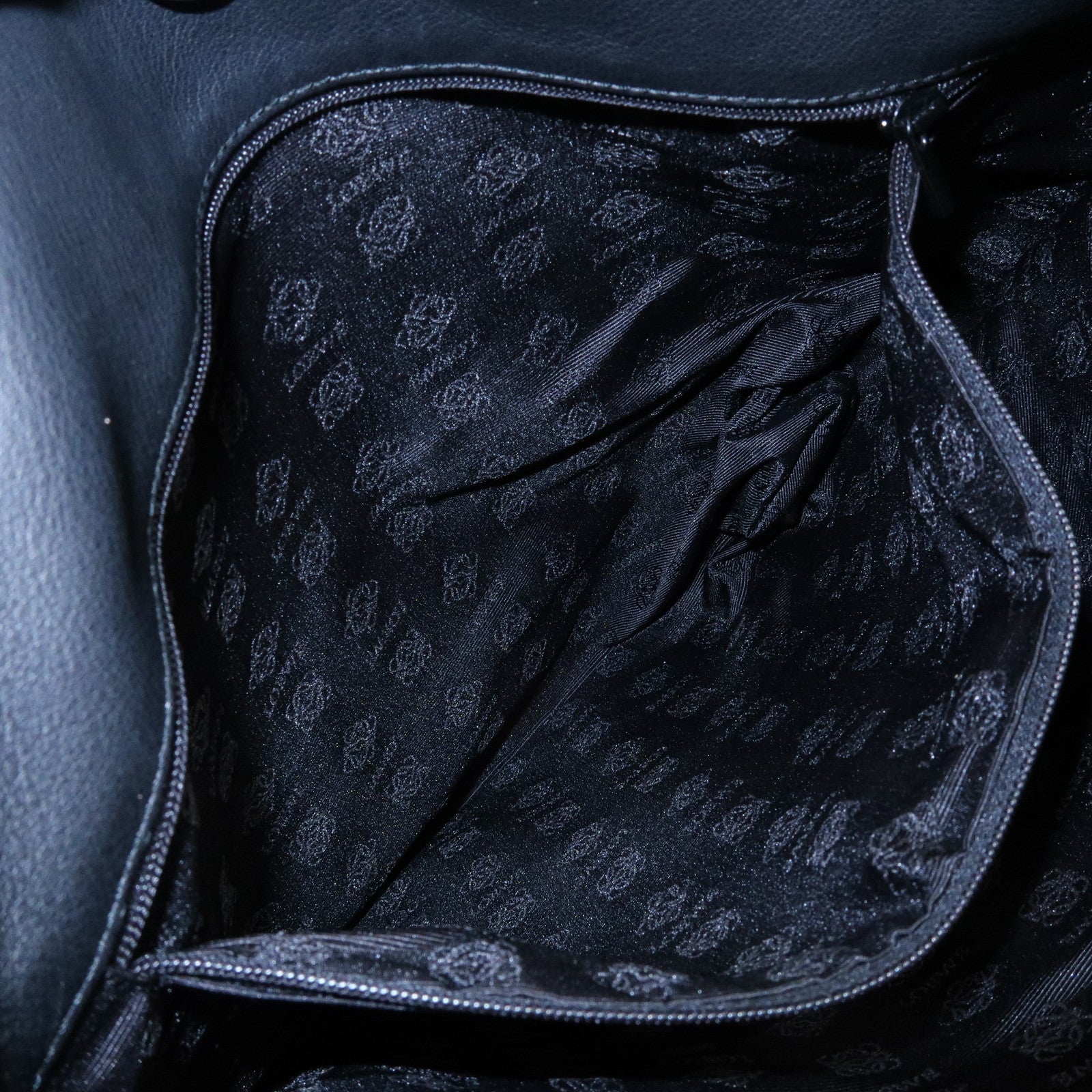LOEWE Anagram Suede Leather Hand Bag Tote Bag Black
