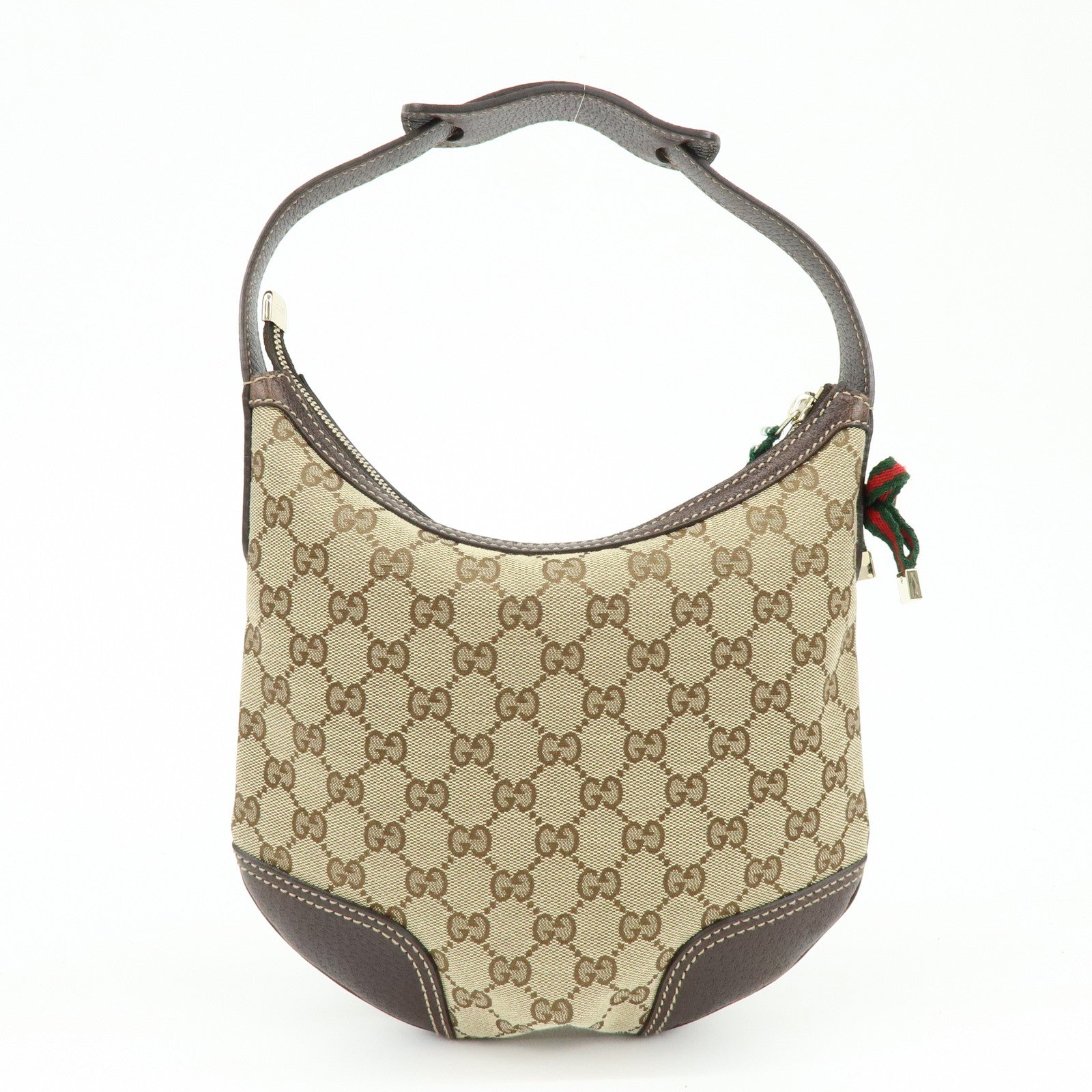 GUCCI Sherry GG Canvas Leather Shoulder Bag Beige Brown 162895