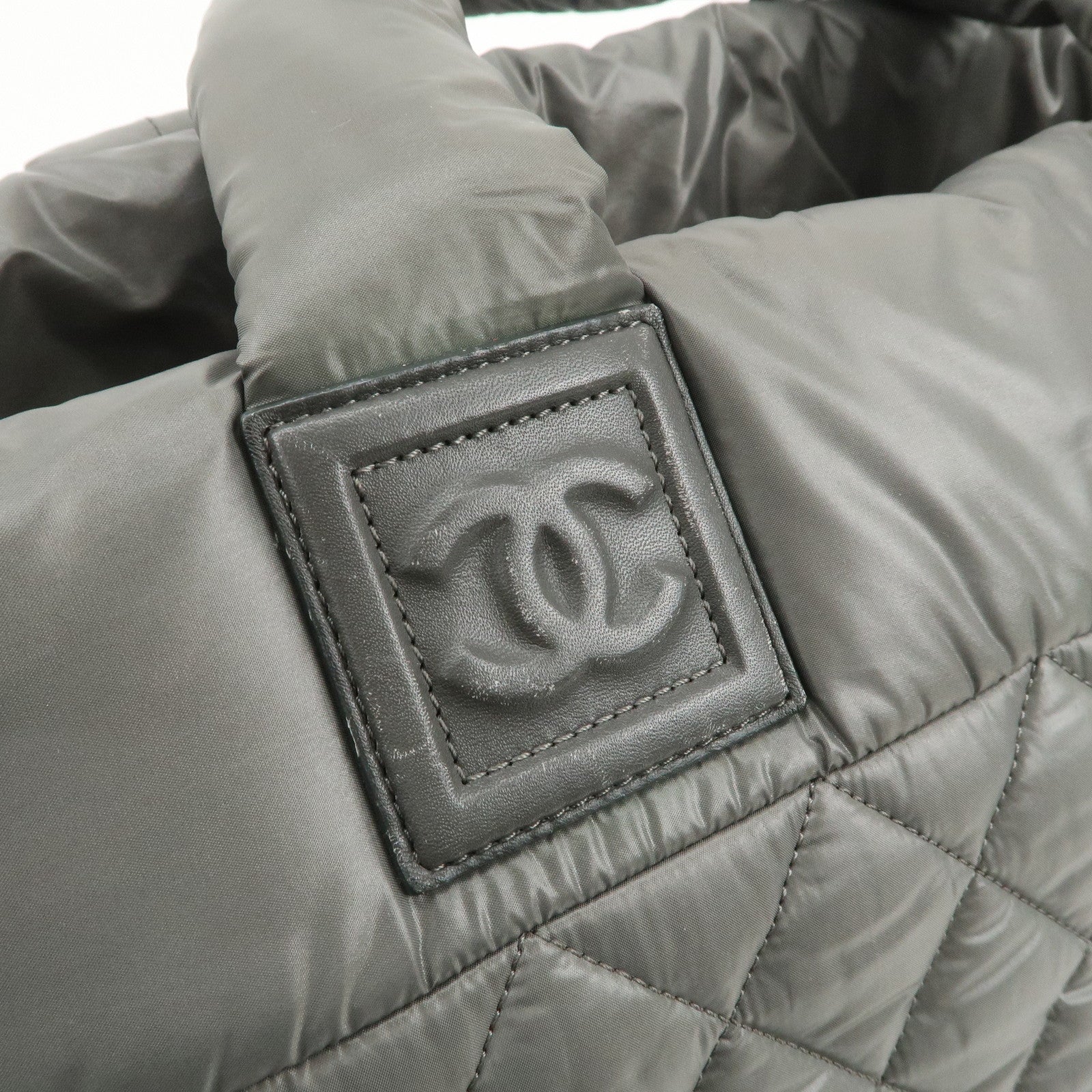 CHANEL COCO Cocoon Nylon Leather Medium Tote Bag Hand Bag A48611