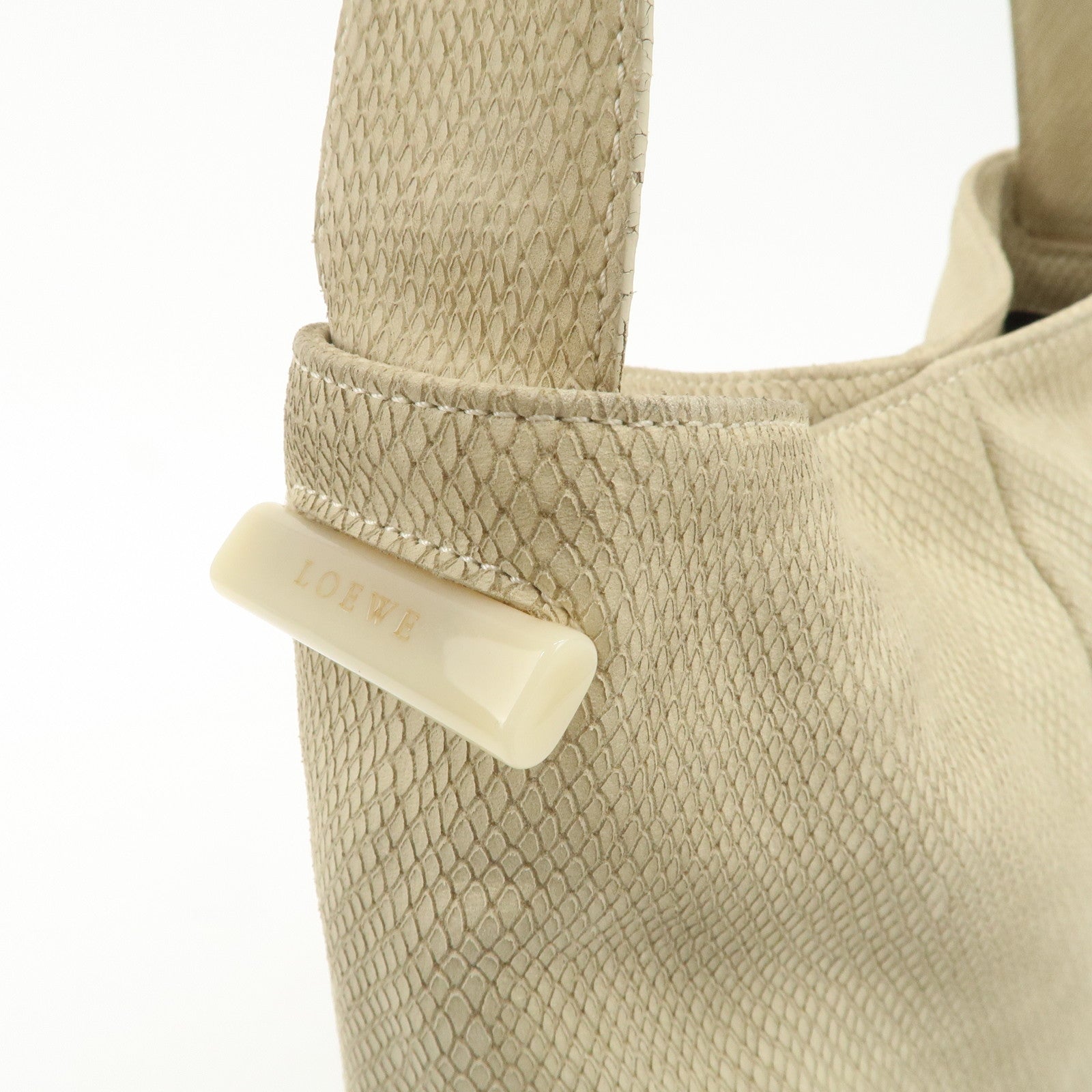 LOEWE Leather Shoulder Bag Hand Bag Ivory Gold Hardware