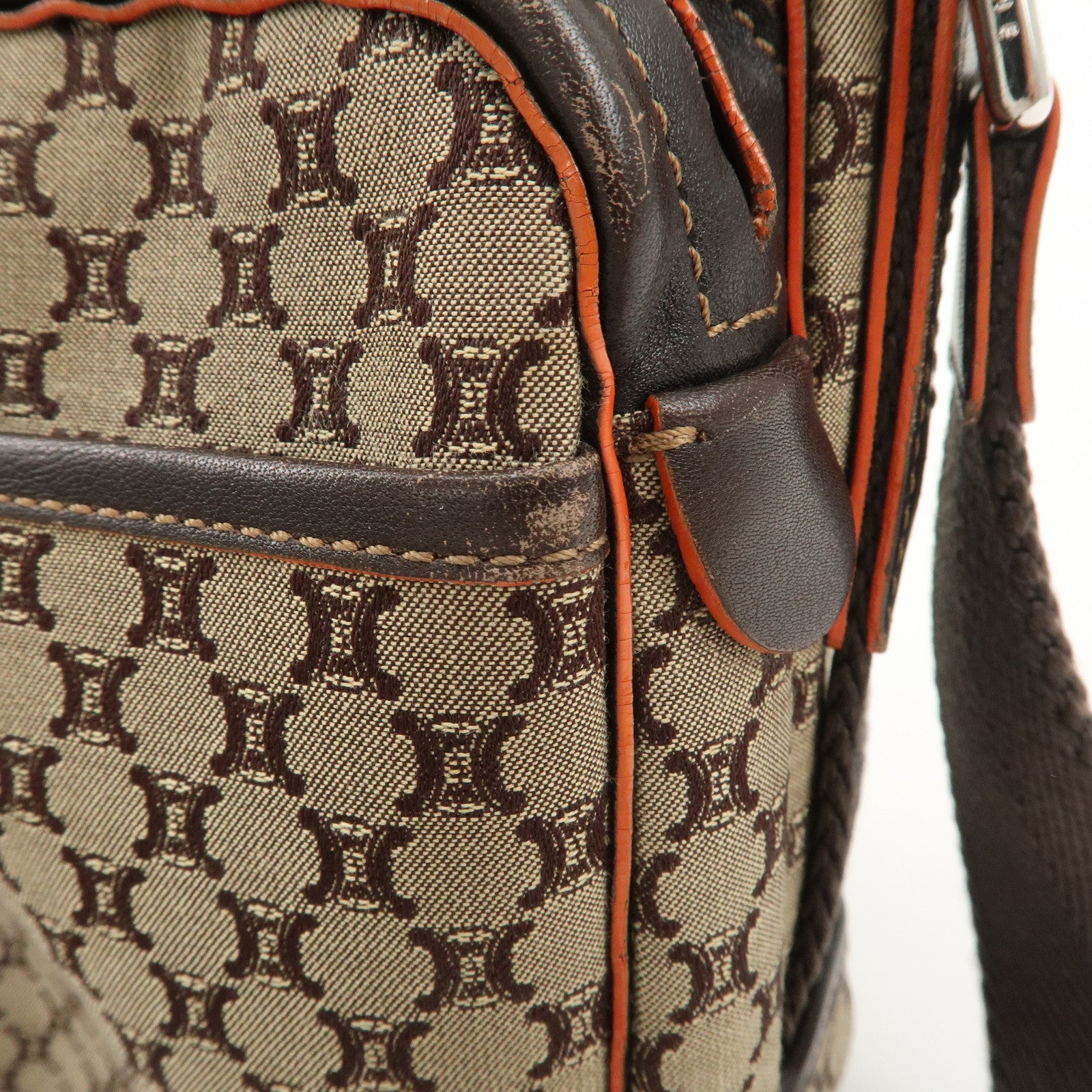 CELINE Macadam Leather Canvas Shoulder Bag Crossbody Bag Used