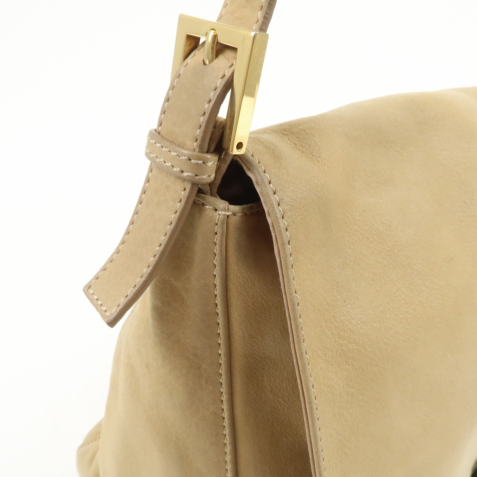 FENDI Big Mamma Baguette Leather Shoulder Bag Beige 8BR638