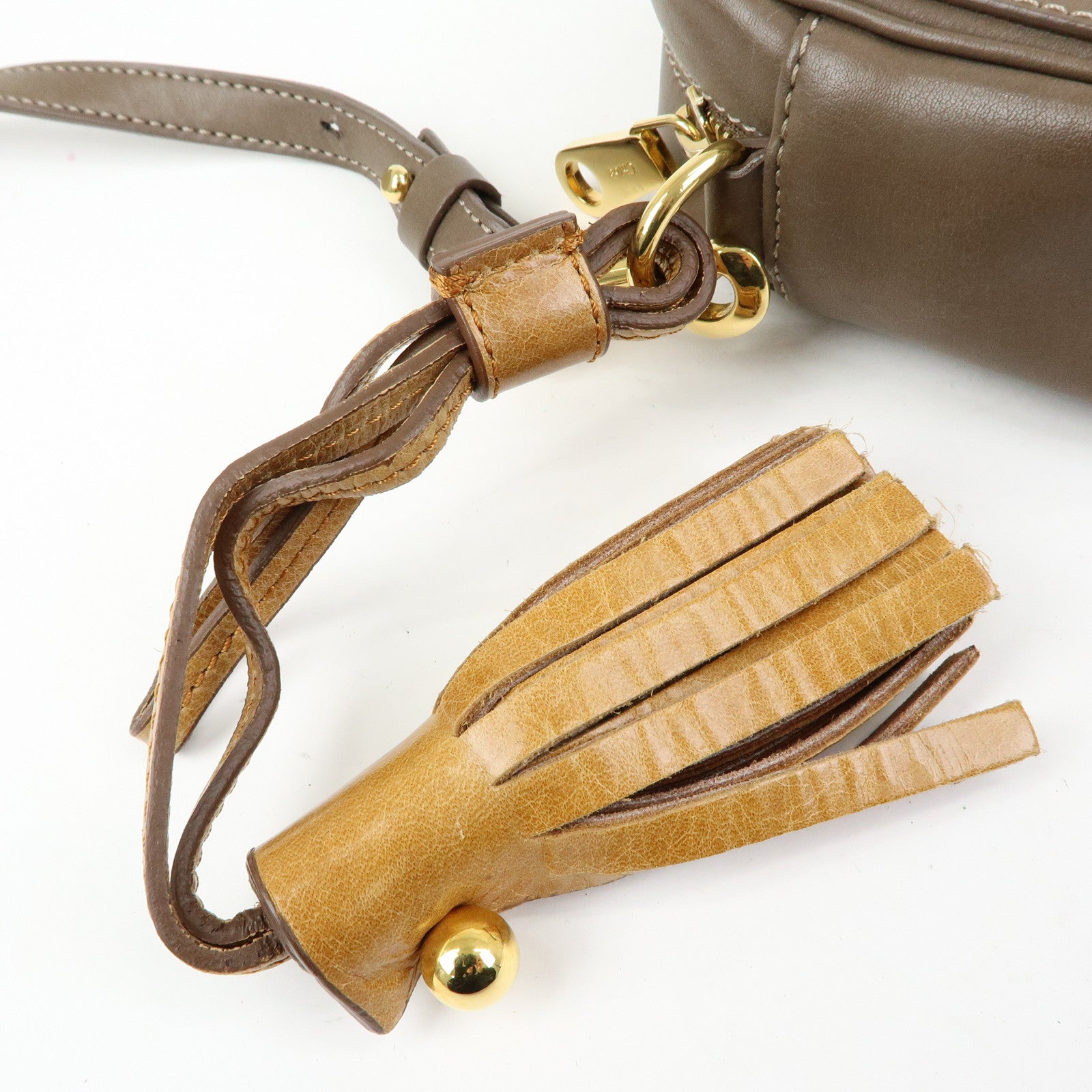 Chloe Eden Leather Tassel Shoulder Bag Crossbody Bag Brown