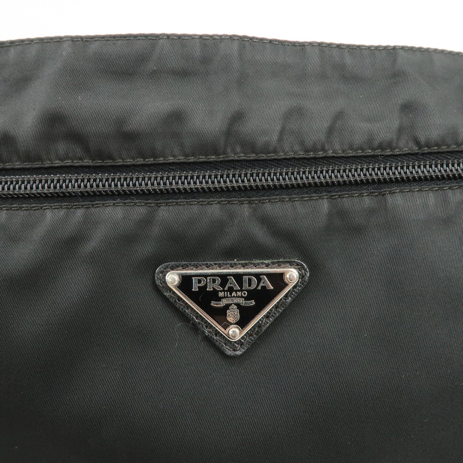 PRADA Triangle Logo Nylon Shoulder Bag Crossbody Bag Black