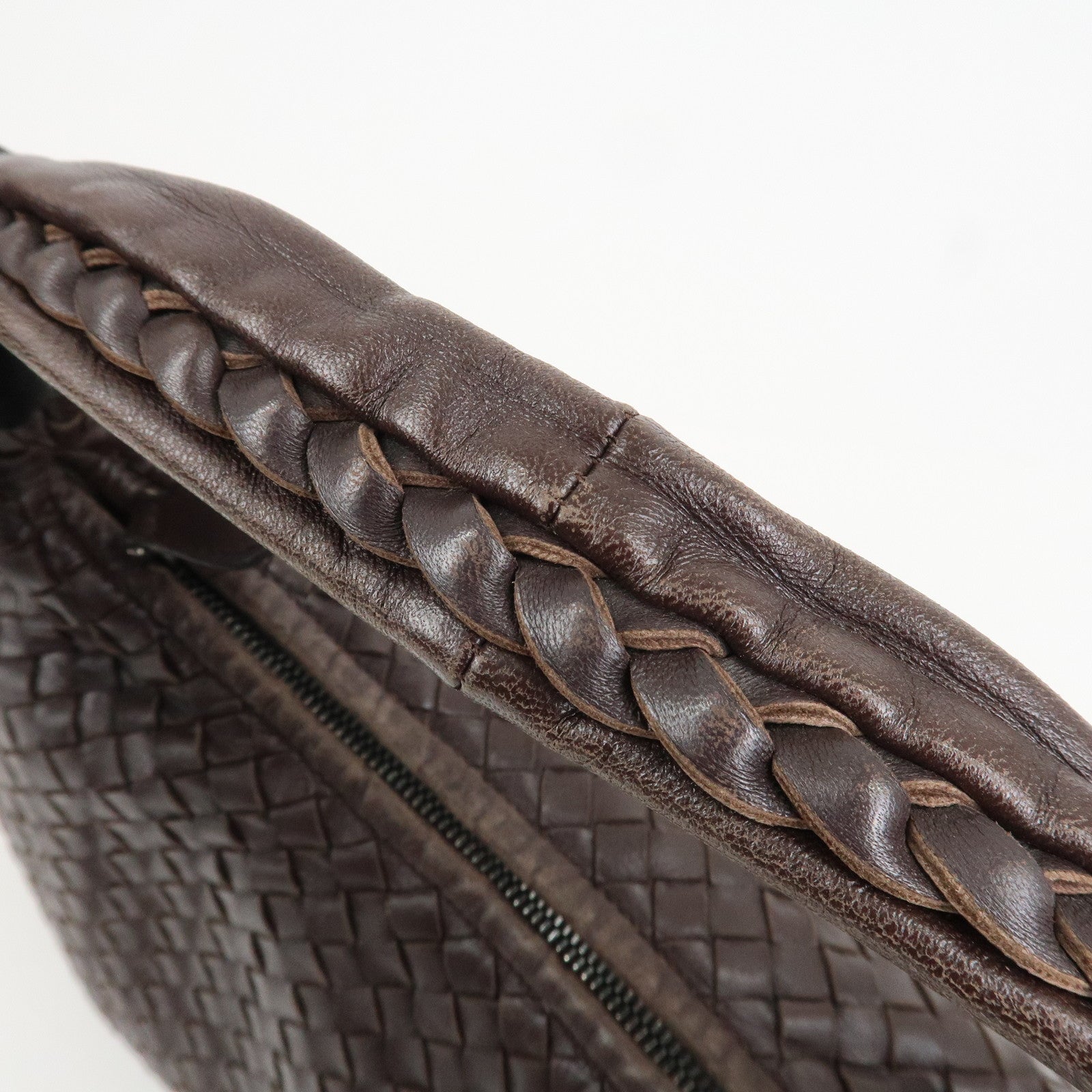 BOTTEGA VENETA Intrecciato Leather Hobo Shoulder Bag Brown 232499