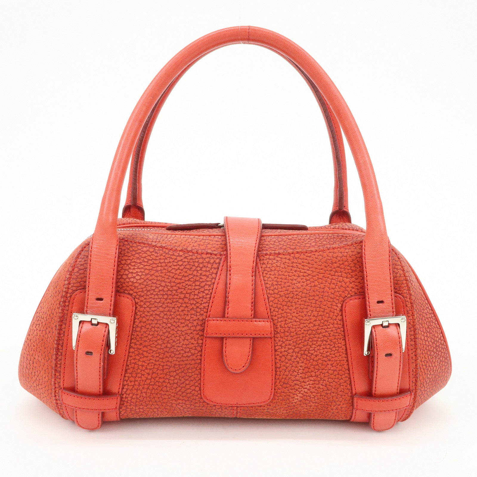 LOEWE Logo Senda Leather Shoulder Bag Hand Bag Red