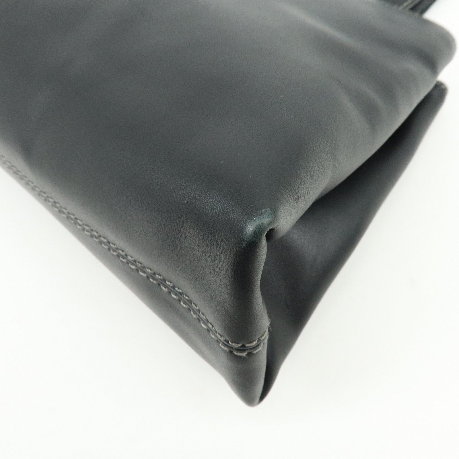 BVLGARI Logo Leather Shoulder Bag Hand Bag Black