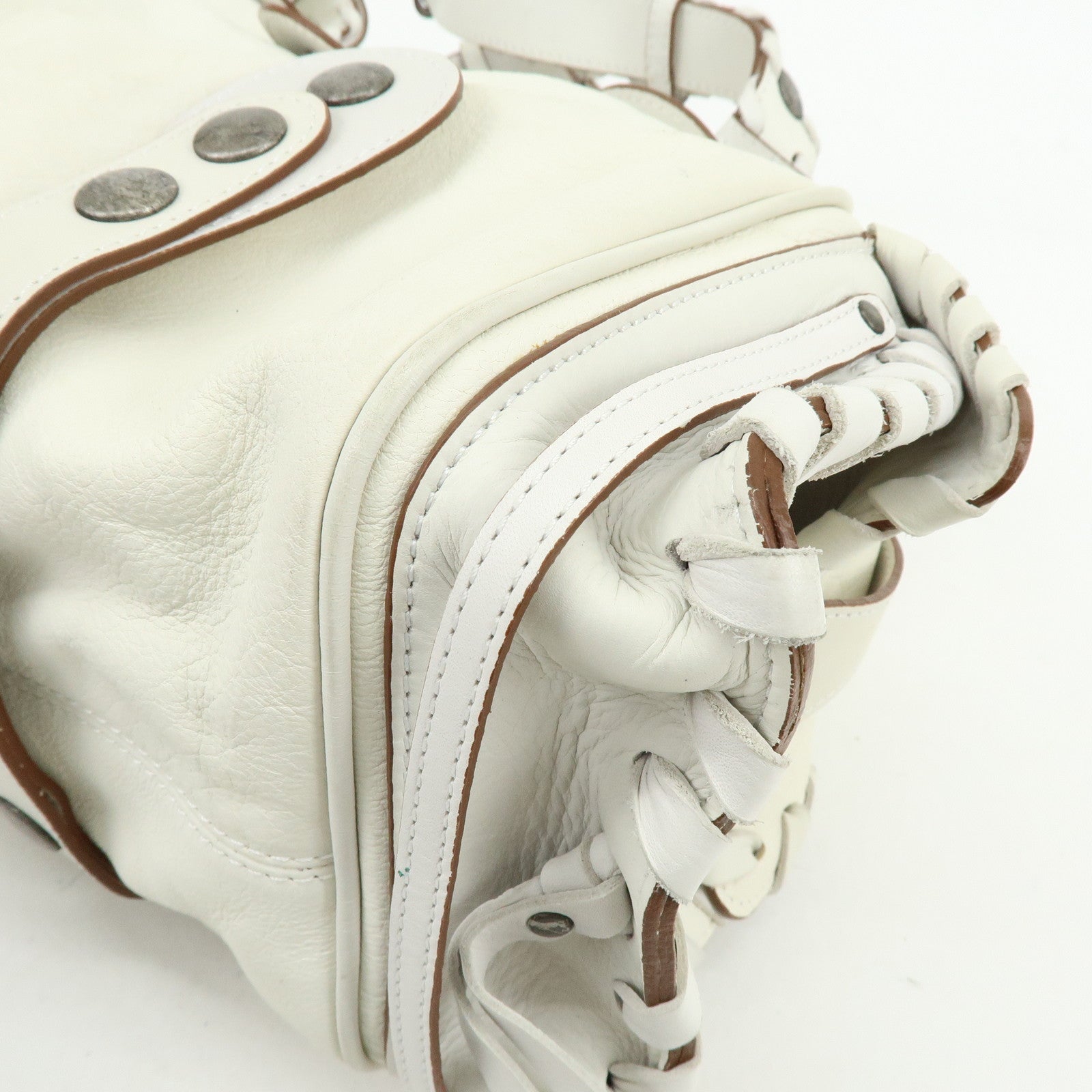 Chloe Silverado Leather Shoulder Bag Boston Bag Hand Bag White