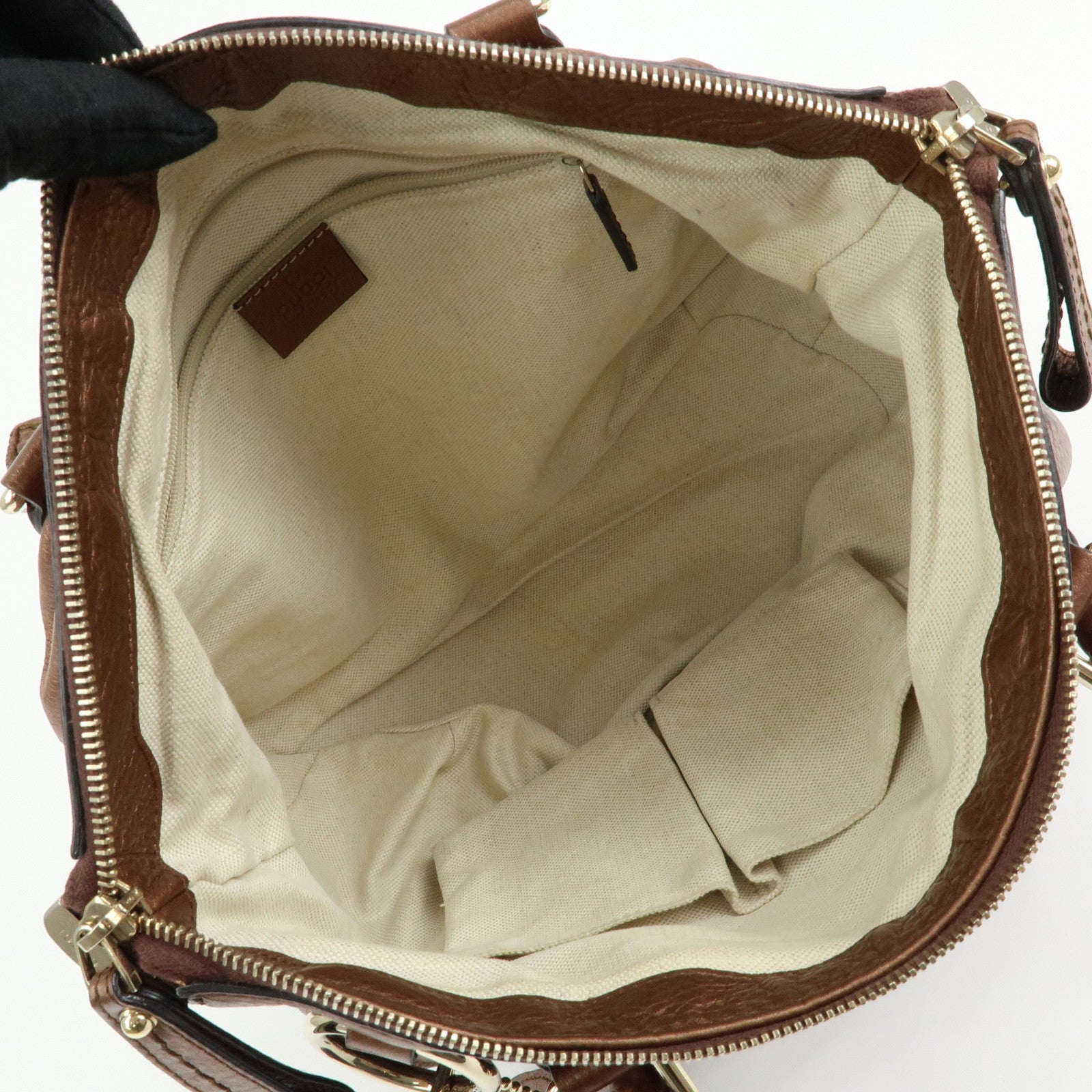 GUCCI Sukey Interlocking G Leather 2Way Shoulder Bag Bronze 247902