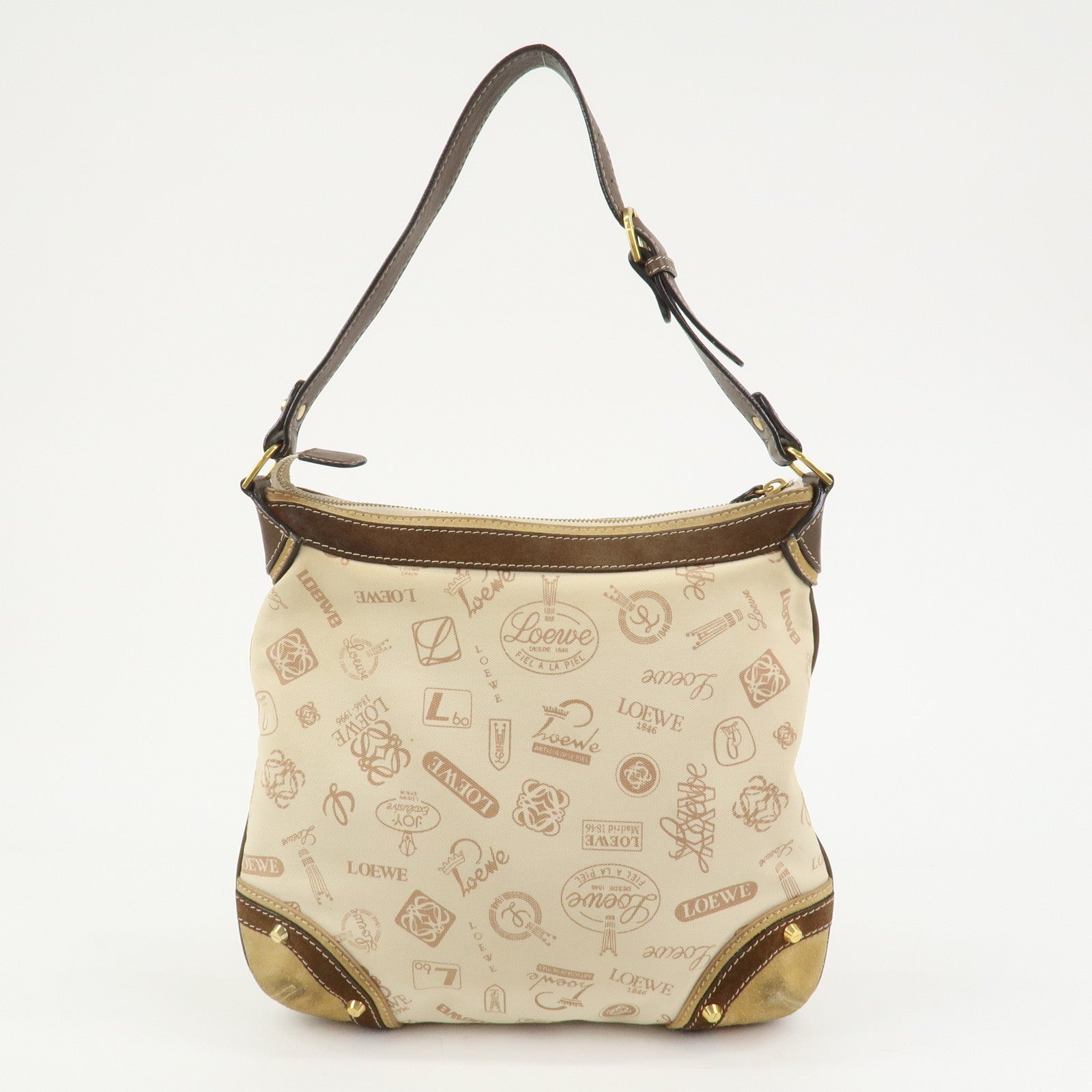 LOEWE Anagram Canvas Suede Leather 160th Anniversary Shoulder Bag
