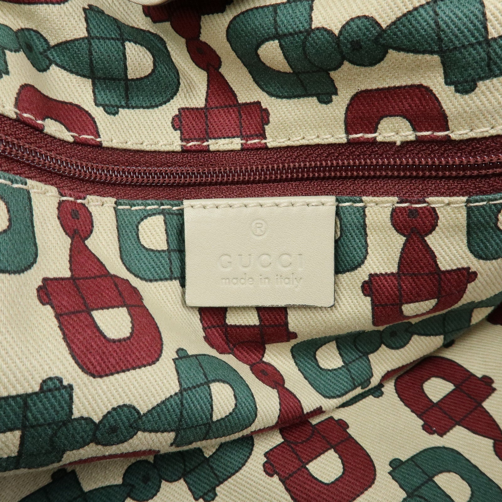 GUCCI Sukey Interlocking G Guccissima Leather Hand Bag Ivory 211944