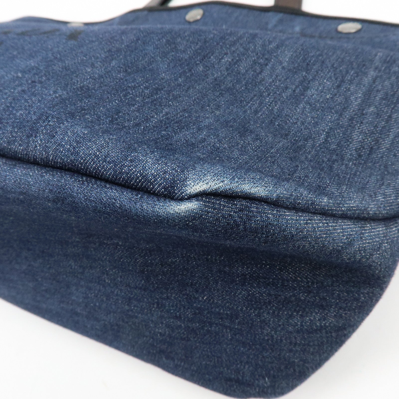 PRADA Logo Denim 2Way Bag Hand Bag Shoulder Bag Navy 1BG244