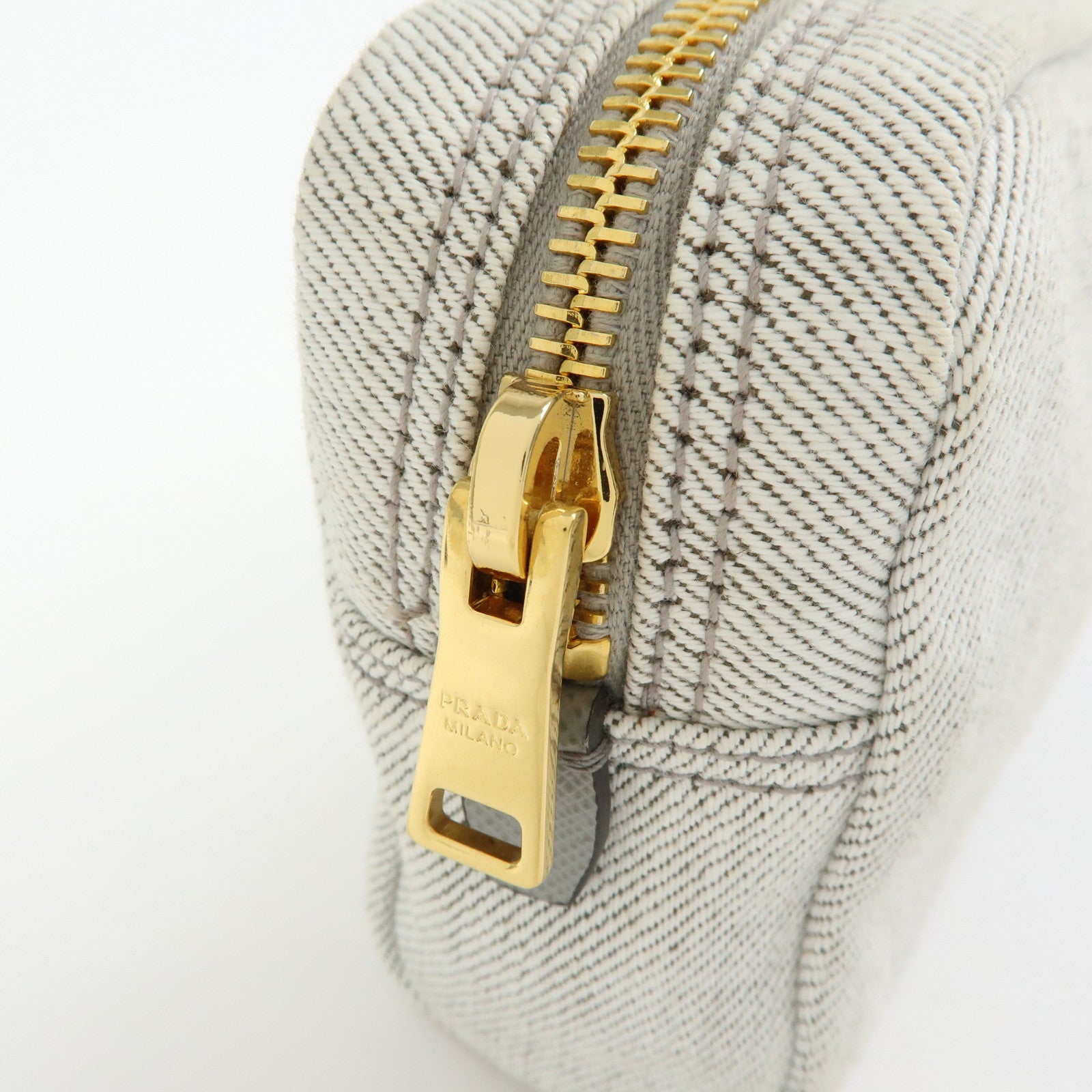 PRADA Triangle Logo Canvas Cosmetic Pouch Accessory Pouch Gray
