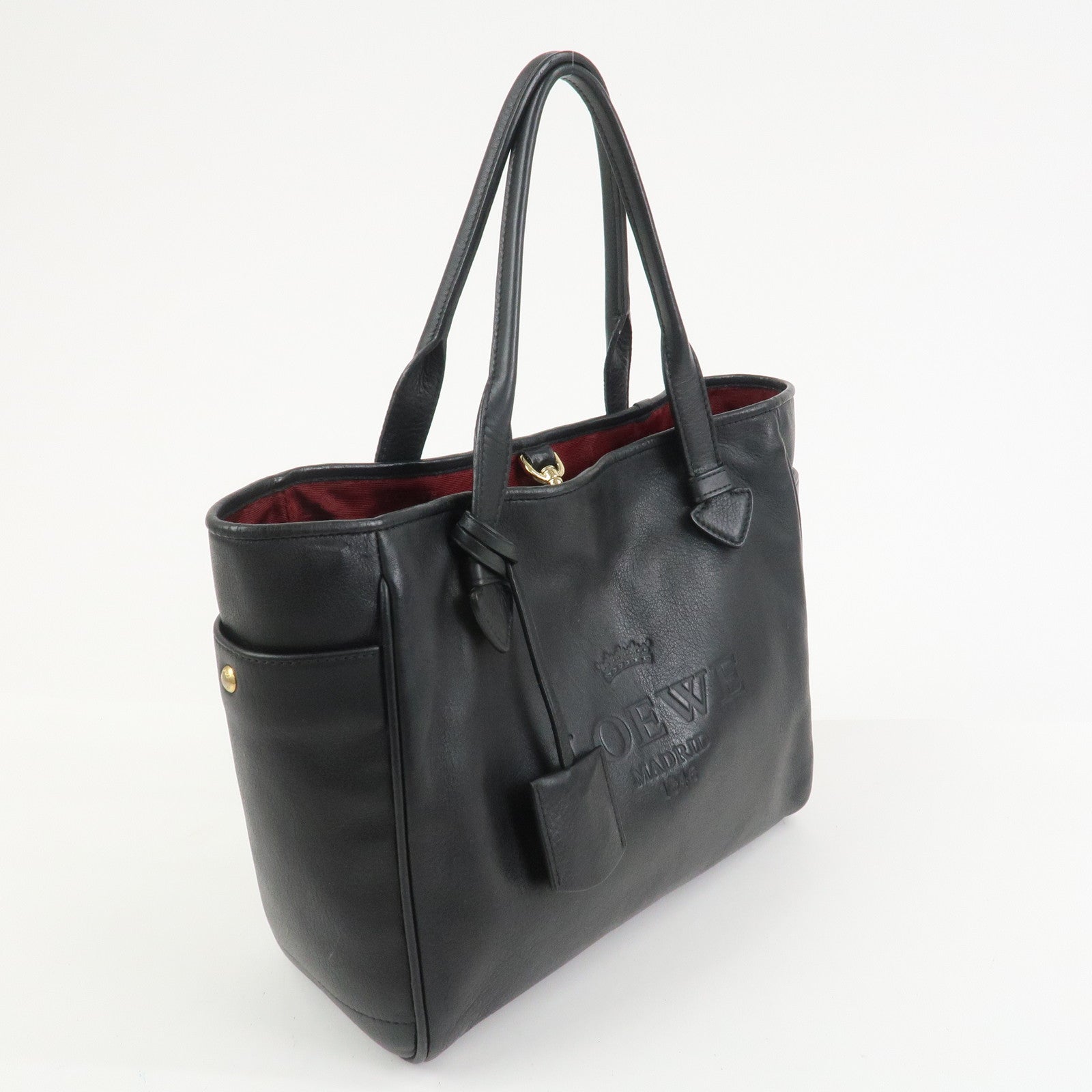 LOEWE Heritage Calf Leather Tote Bag Hand Bag Black