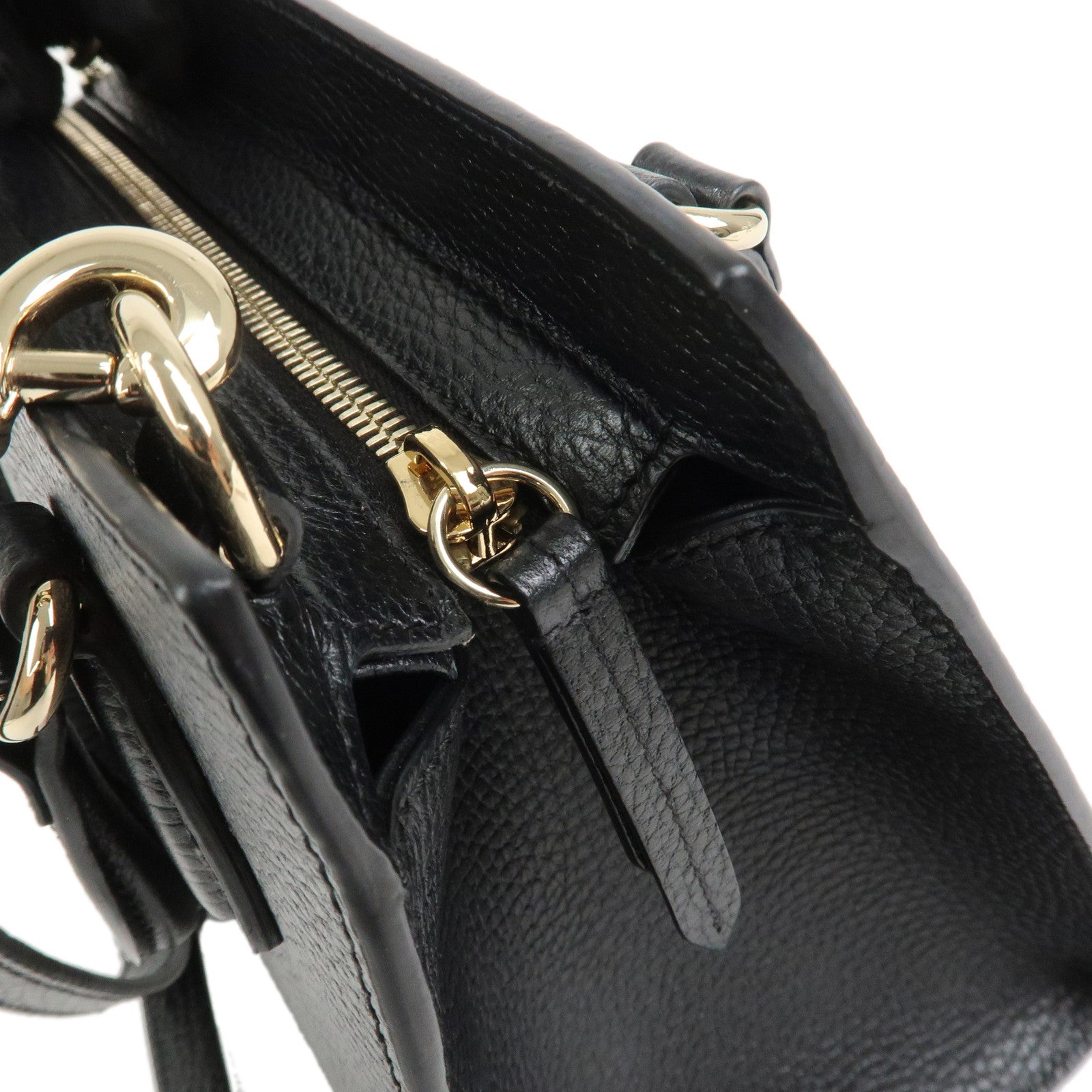 GUCCI SOHO Interlocking G Calf Leather 2Way Bag Black 607722