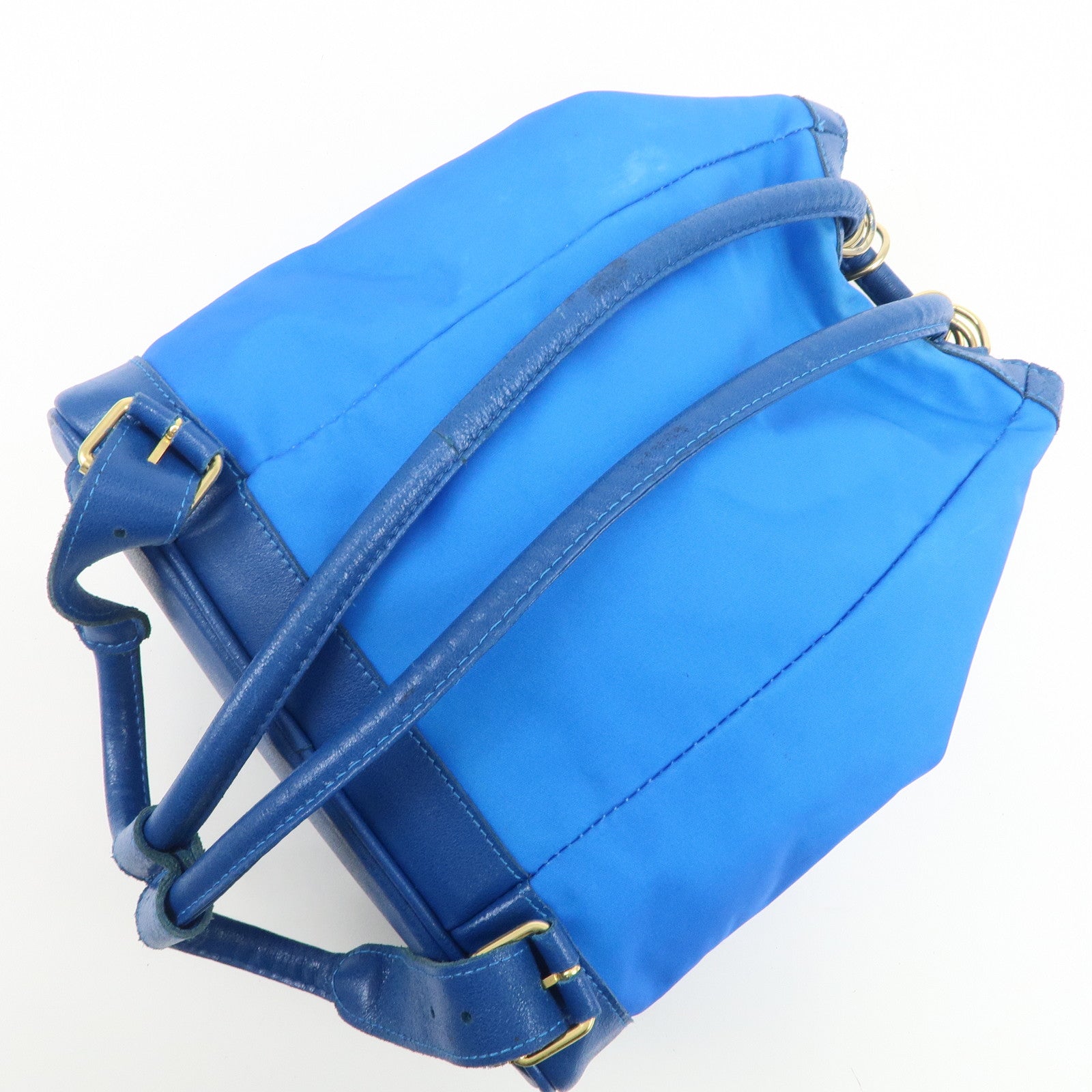 LOEWE Anagram Logo Nylon Leather Backpack Rucksack Blue