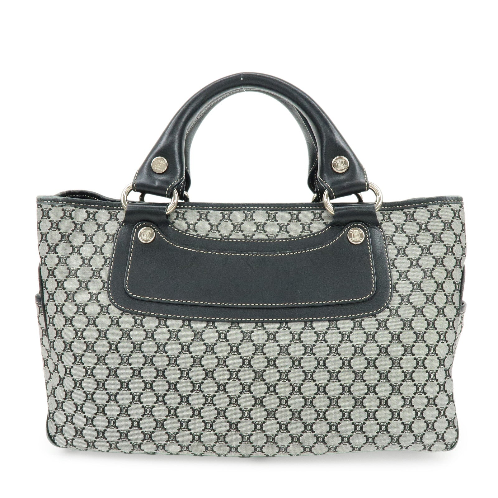 CELINE Macadam Canvas Leather Boogie Bag Hand Bag Navy